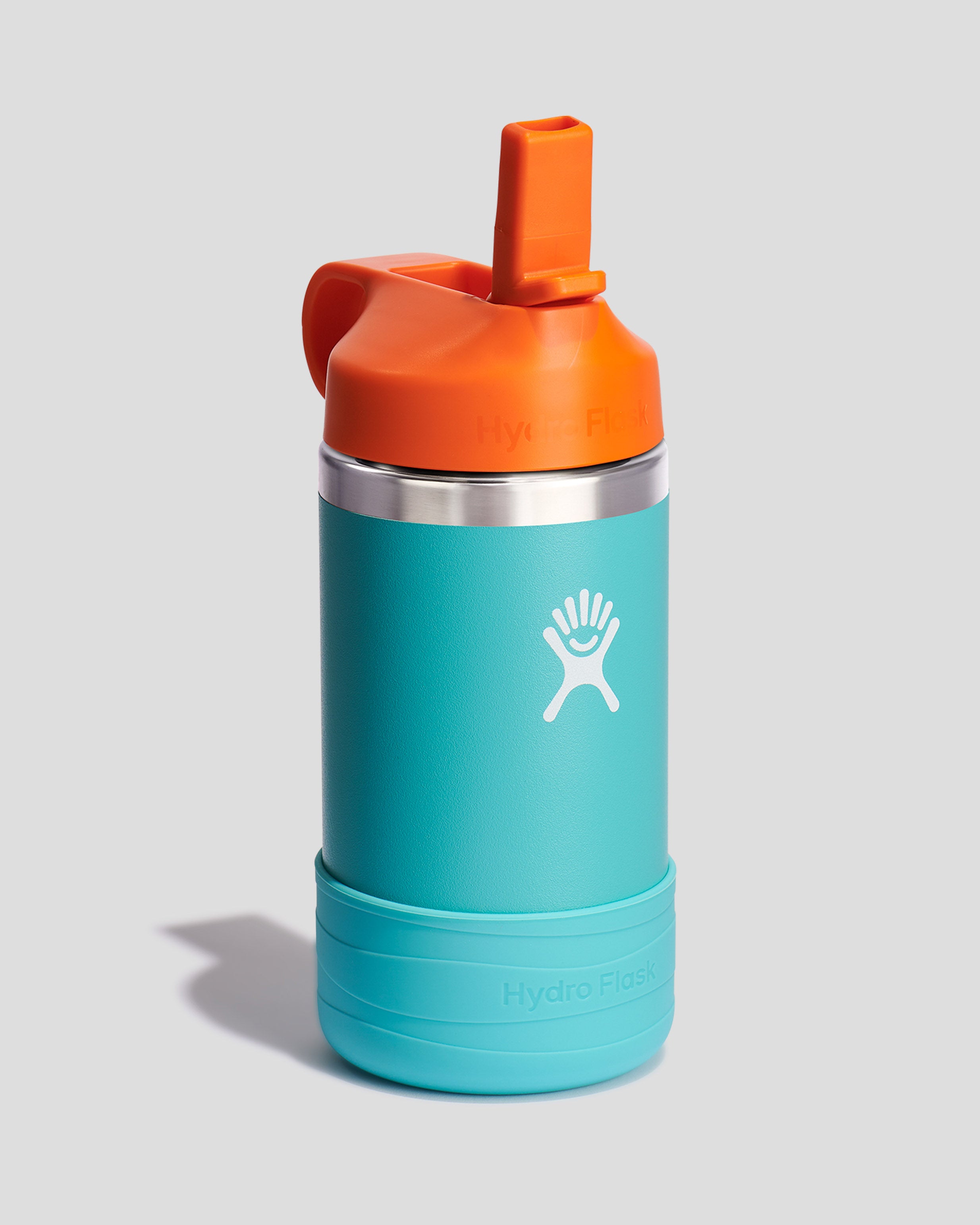 Hydro Flask Kids Wide Mouth 12oz Water Bottle with Straw Lid - Seaspray Blue - Insulated Stainless Steel Bottle for School, Sports & Outdoor Activities