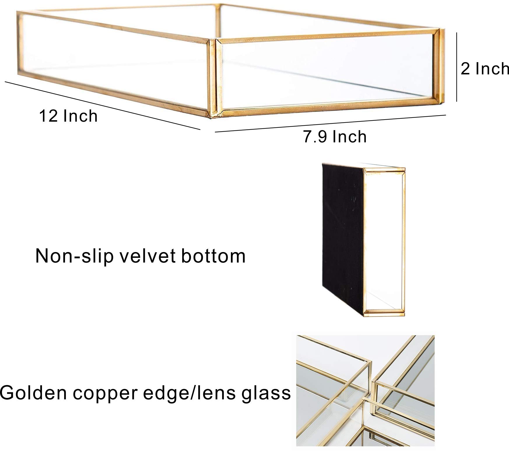 Elegant Gold Mirror Acrylic Jewelry Tray - Decorative Vanity Organizer for Jewelry & Makeup Storage - Perfect for Dresser, Bathroom, and Bedroom Decor - Pack of 1