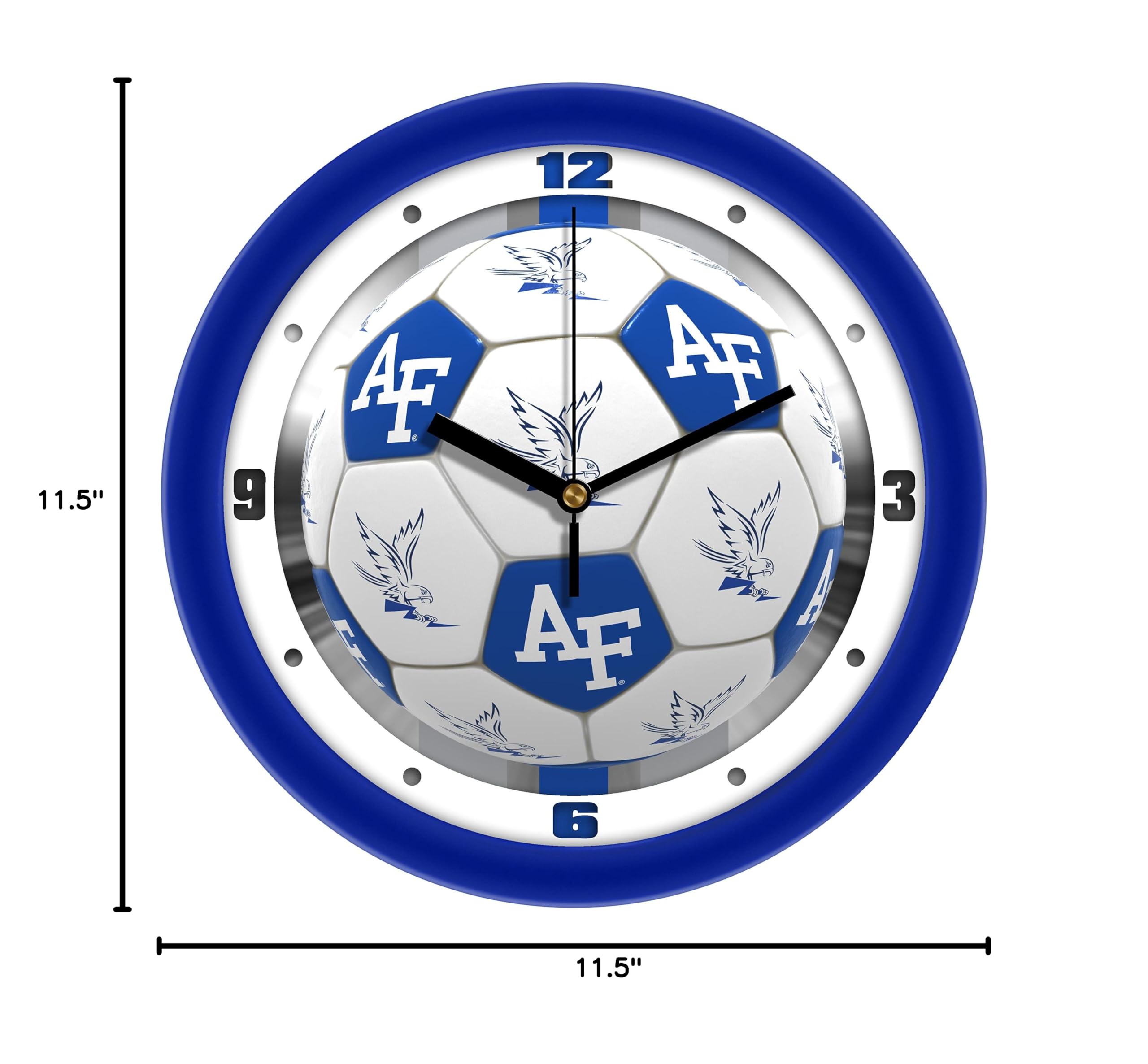 SunTime Air Force Falcons Soccer Wall Clock - Officially Licensed NCAA Decor for Home, Office, Game Room & Sports Fan Gifts