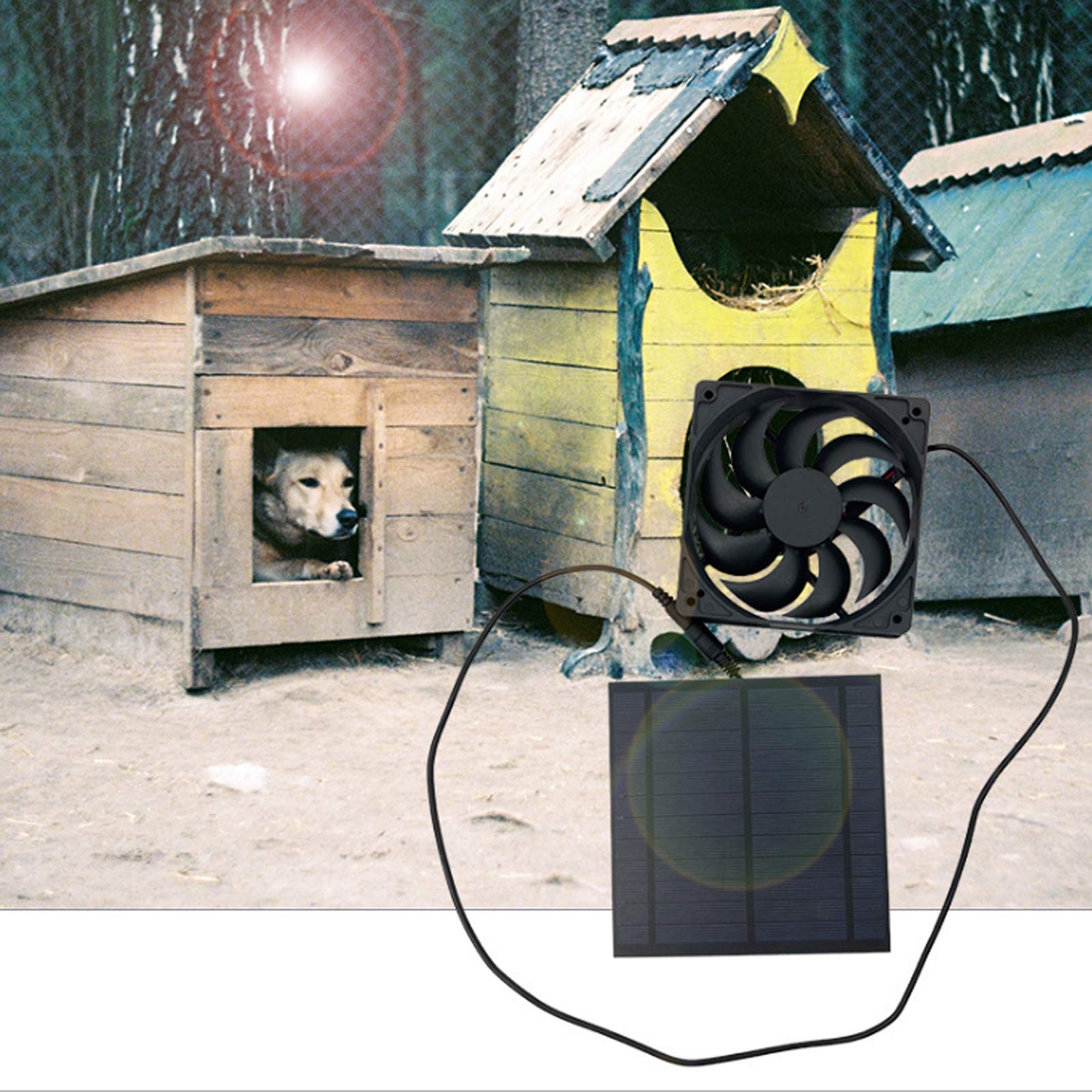 Jiawu 5W Solar Panel Fan Kit - Solar Powered Ventilation Fan for Chicken Coops, Greenhouses, Sheds & Pet Houses | Energy Efficient Exhaust Fan with Solar Panel Board | Perfect for Outdoor Cooling & Air Circulation