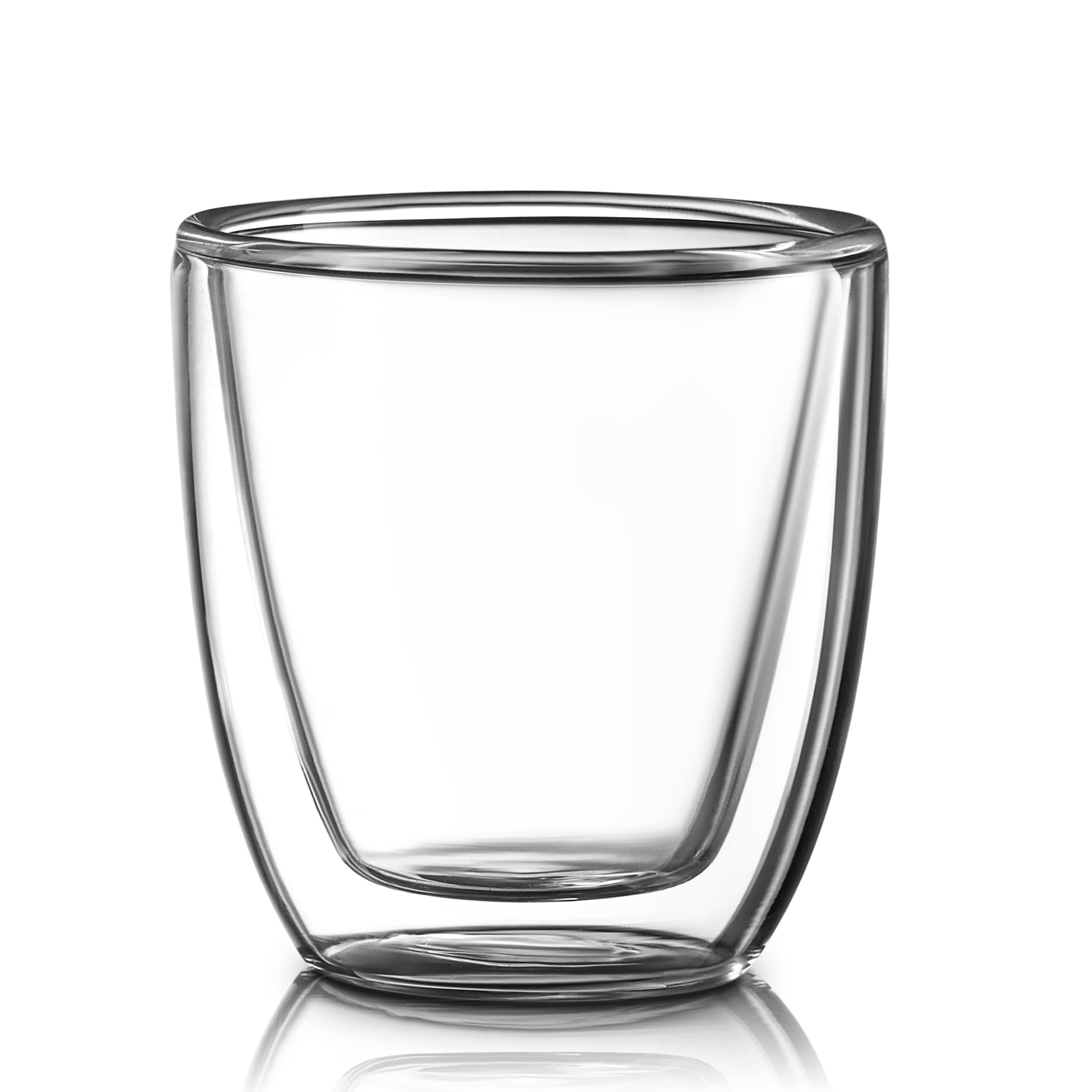Double Wall Espresso Cups Set of 4 - 2.7oz Italian Style Clear Glass Doppio Coffee Cups - Heat Resistant Espresso Accessories for Home, Cafe & Restaurant Use