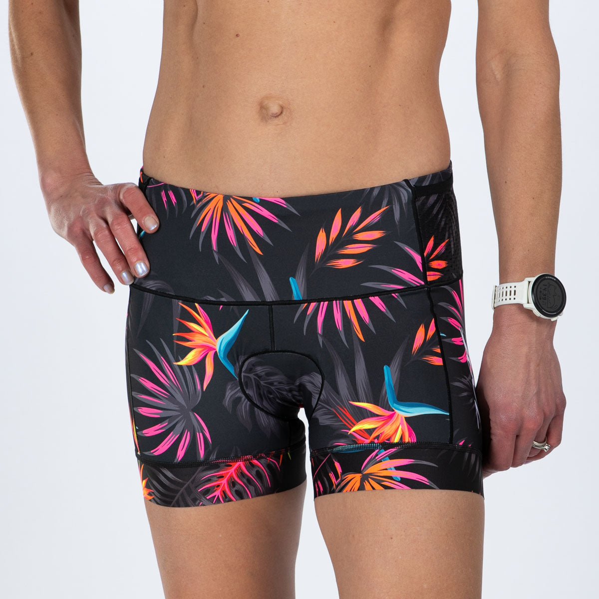 Women's Limited Edition Tri 4 Shorts - Tropical Magic Print - Comfortable Athletic Running & Yoga Shorts for Women - Perfect for Gym, Workout & Summer Outdoor Activities