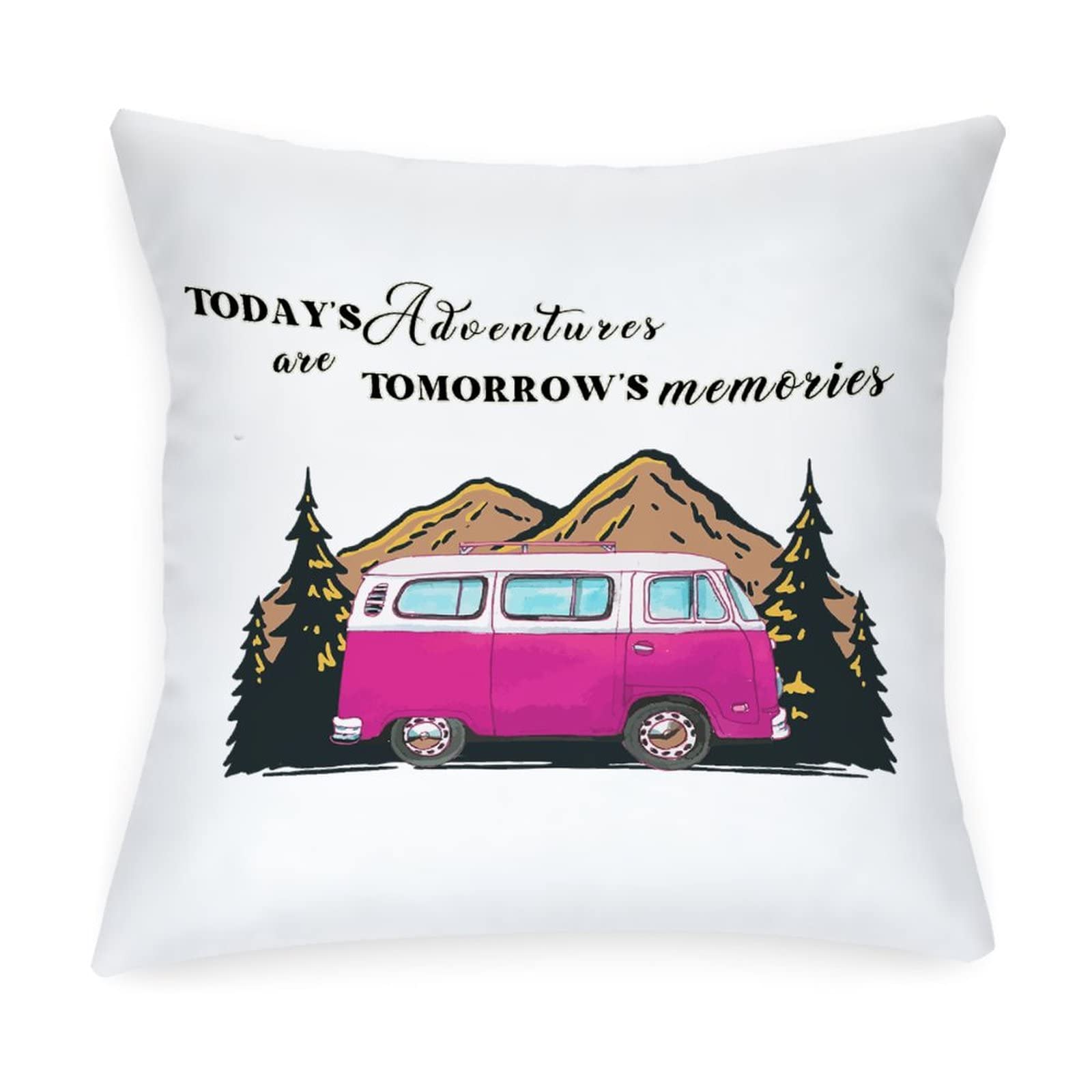Waterproof Outdoor Cushion Covers 18x18 Inch - Funny Adventure Themed Retro Decorative Pillow Cases for Patio Furniture, Garden, Camping & Tent Use - Durable Home Decor Accessories for Outdoor Adventures