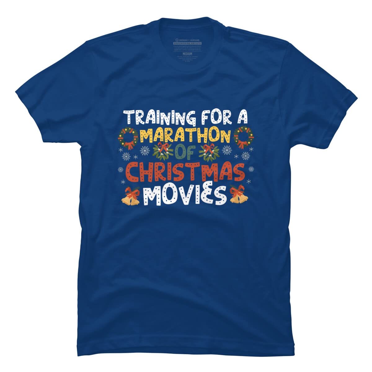Design By Humans Men's Marathon Christmas Movies Training Graphic T-Shirt - Funny Holiday Movie Lover Tee for Casual Wear & Christmas Parties