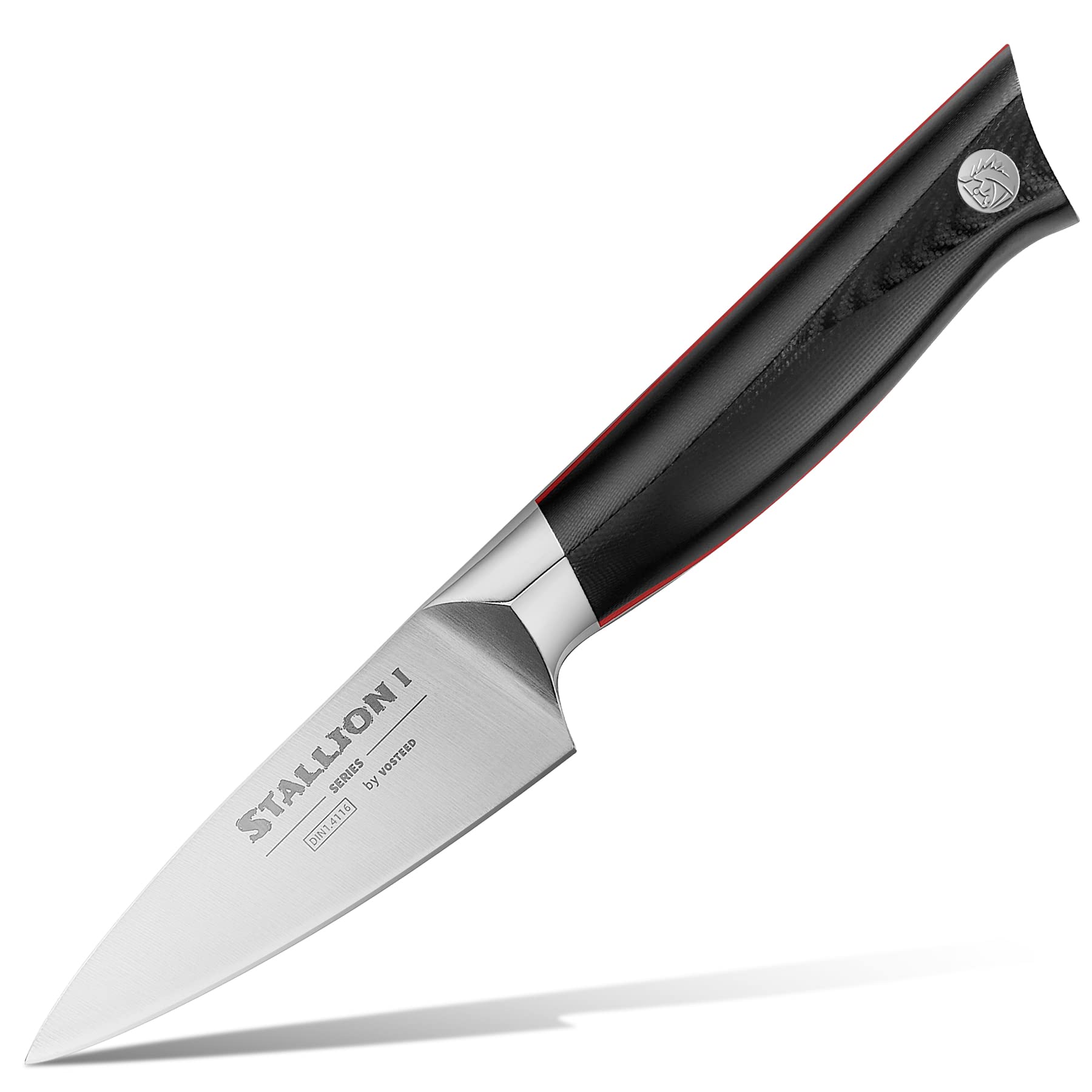 Vosteed 3.5 Inch Paring Knife - Sharp Japanese Stainless Steel Kitchen Knife for Cutting Fruits, Vegetables & Peeling - Perfect for Meal Prep, Cooking & Garnishing (Stallion Series)