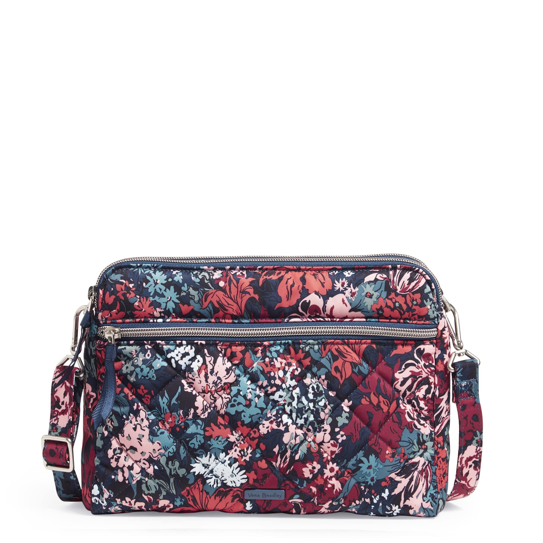Vera Bradley Women's Performance Twill Triple Compartment Crossbody Bag - Lightweight Travel Purse for Everyday Use, Shopping & Work Commute