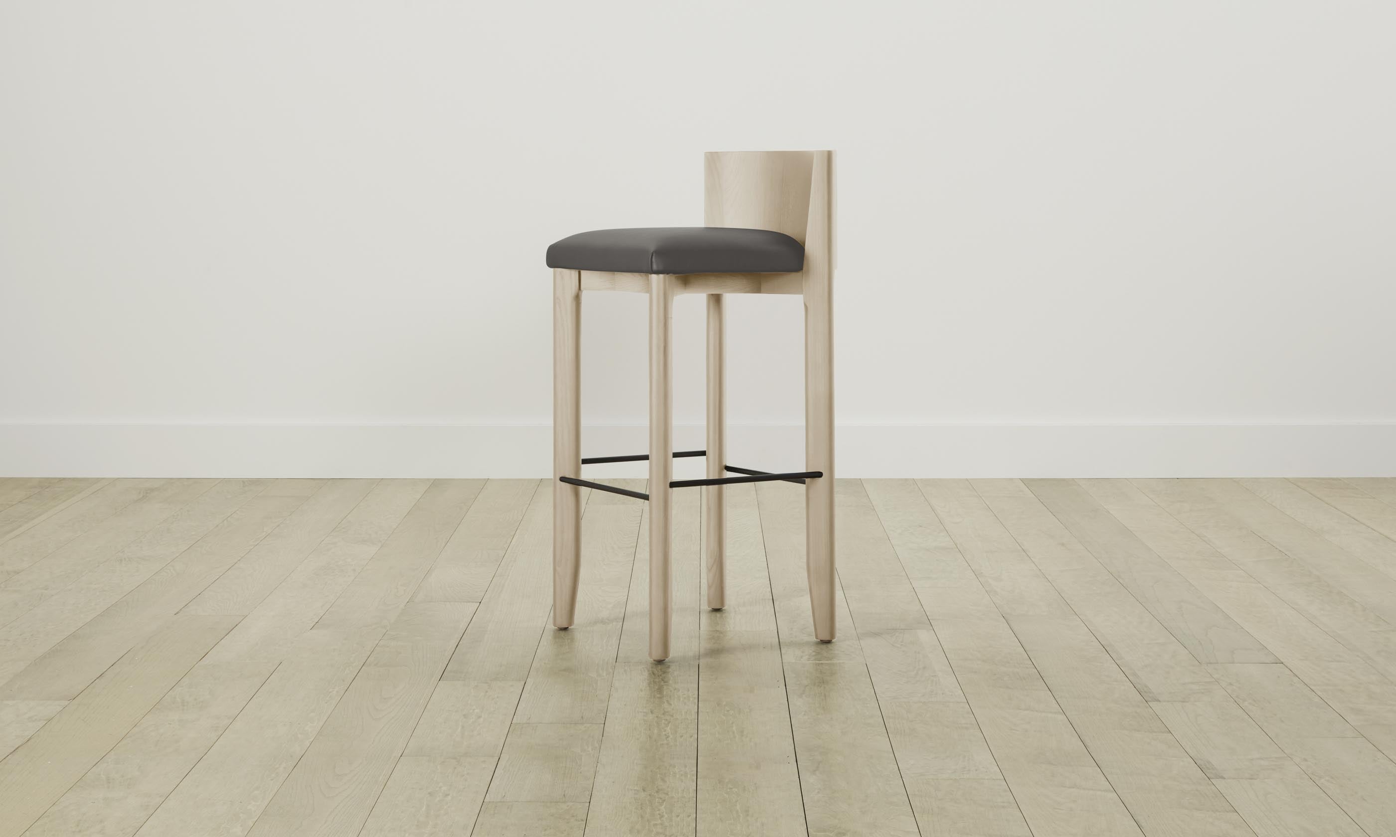 Premium Pebbled Leather Bar Stool - The Delancey Counter Height Stool in Ash Finish - Perfect for Kitchen Islands, Home Bars & Modern Dining Areas
