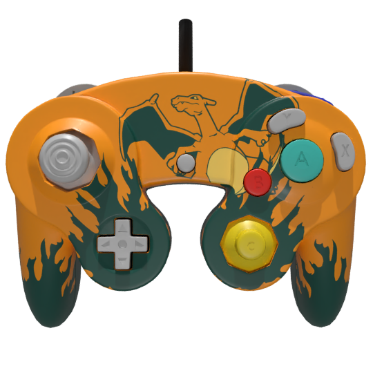 Custom Gamecube Controller with Charizard Design - Perfect for Super Smash Bros, Mario Kart & Retro Gaming Enthusiasts