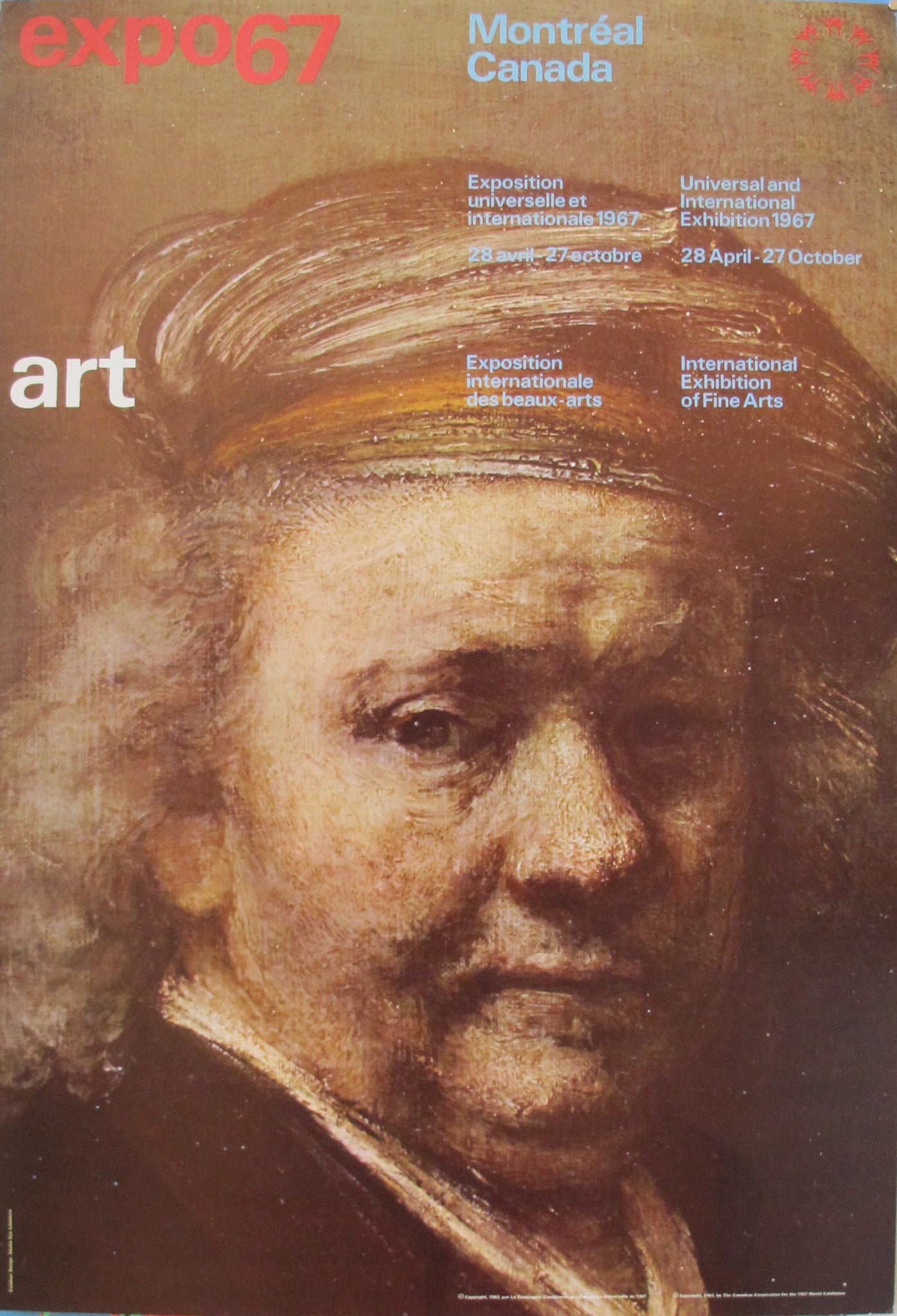 1967 Vintage Montreal Expo 67 Poster - International Exhibition of Fine Arts Featuring Rembrandt | Retro Wall Art for Home & Office Decor