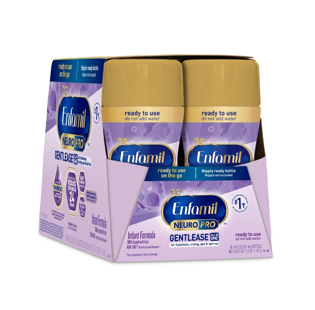 Enfamil NeuroPro Gentlease Baby Formula - Infant Nutrition with DHA & HuMO6 Immune Blend - Reduces Fussiness, Crying, Gas & Spit-up in 24 Hours - 8 Fl Oz (24 Bottles) - Perfect for Newborns & Sensitive Stomachs - Ideal for Daycare, Travel & Nighttime Feeding