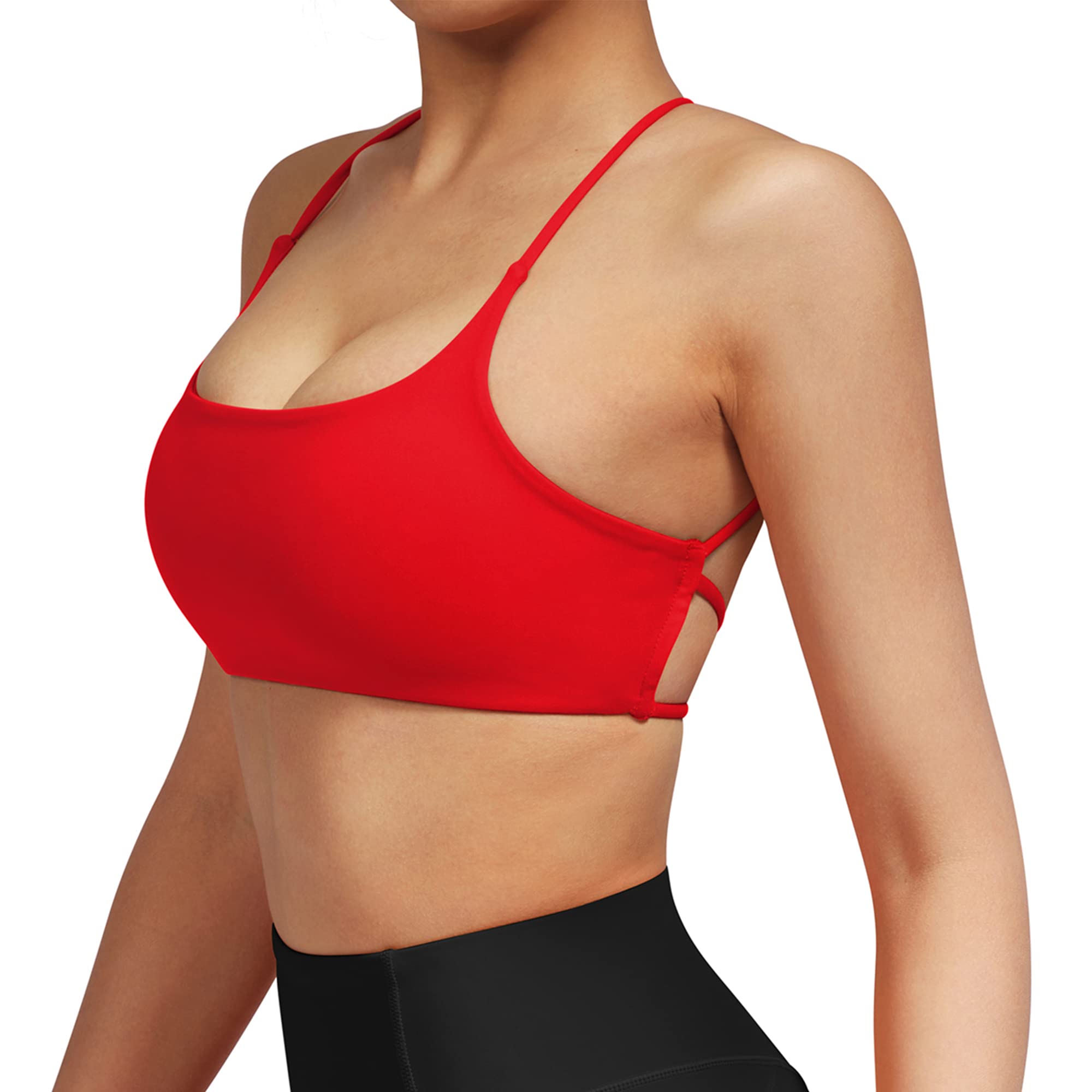 MOOSLOVER Women's Crisscross Back Sports Bra - Medium Support Padded Yoga Bra with Strappy Backless Design for Workout & Gym | Perfect for Yoga, Running, Fitness and Daily Wear