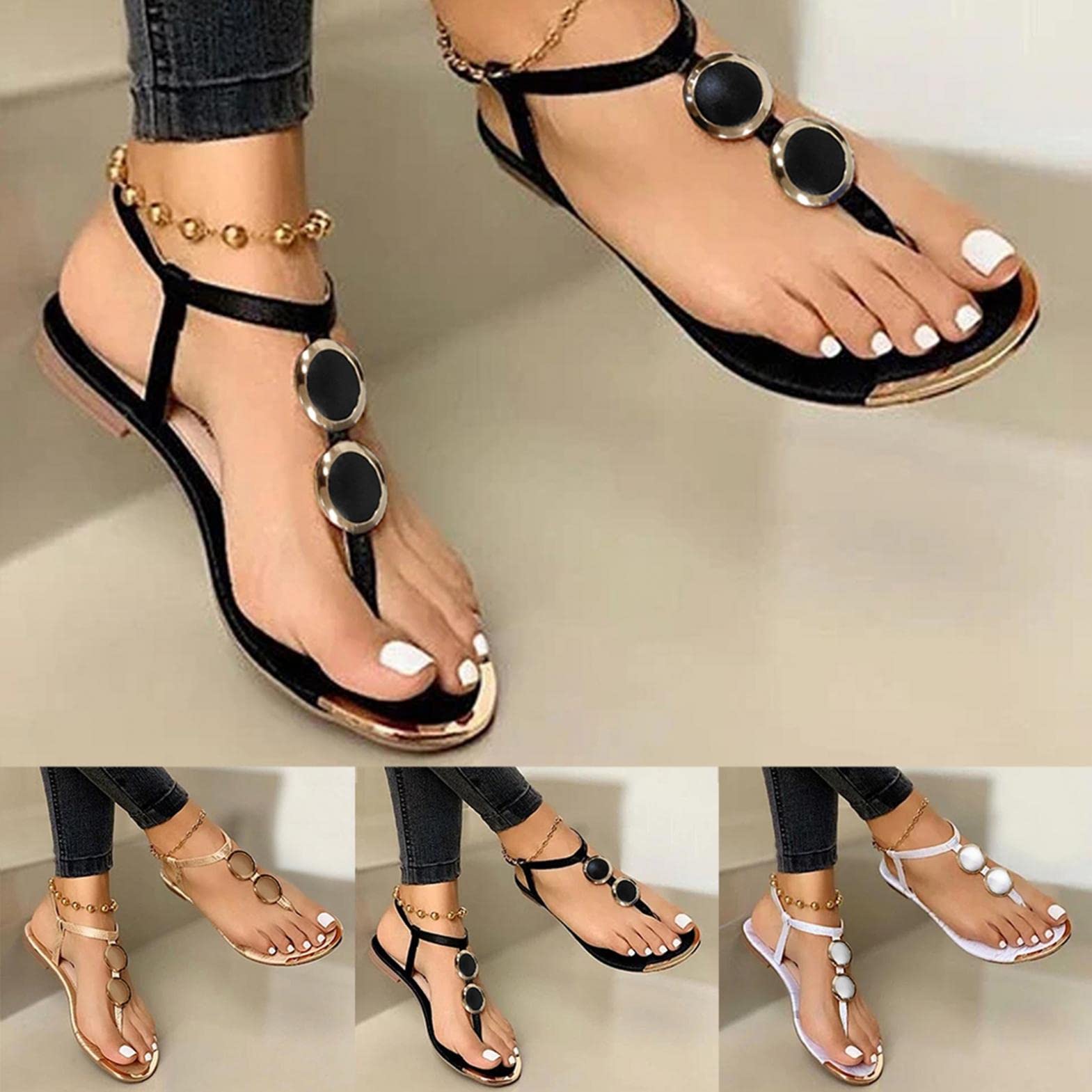 Gibobby Women's Casual Summer Sandals - Flat Open Toe Comfortable Dressy Ankle Strap Beach Sandals | Perfect for Outdoor, Vacation, and Daily Wear