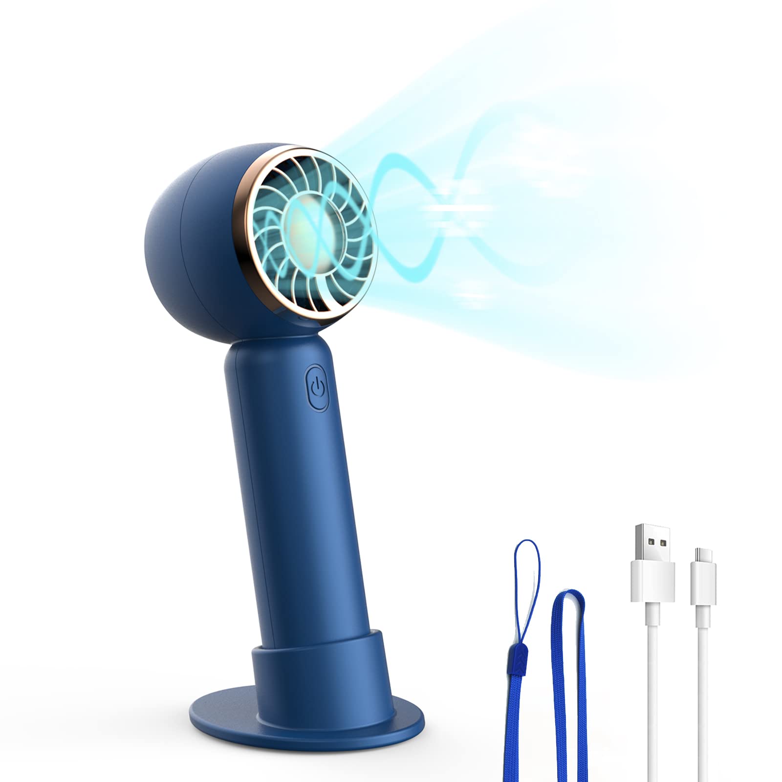Rechargeable Handheld Fan - Portable USB Mini Fan with 3 Speed Settings, 2-5 Hours Battery Life for Home, Office, Travel & Outdoor Use | Personal Cooling Fan for Desk, Beach, Camping & Summer Activities