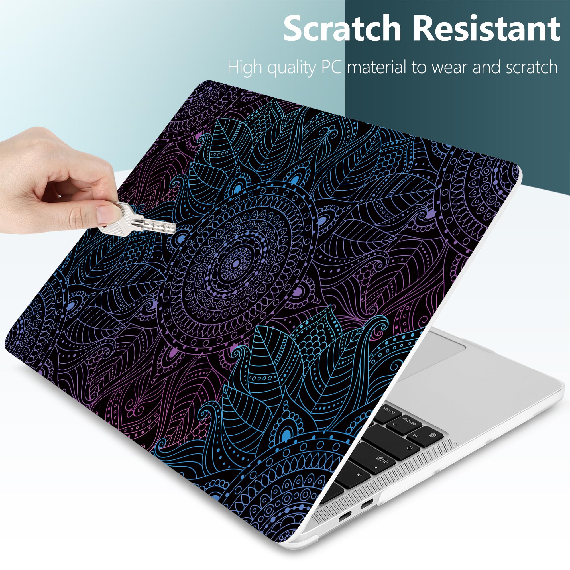 Dongke Hard Plastic Case for MacBook Pro 13 inch (Model A2251/A2289, 2020 Release) - Colorful Mandala Design Protective Cover Compatible with Retina Display & Touch Bar (Includes Touch ID) | Perfect for Work, Travel & School Protection