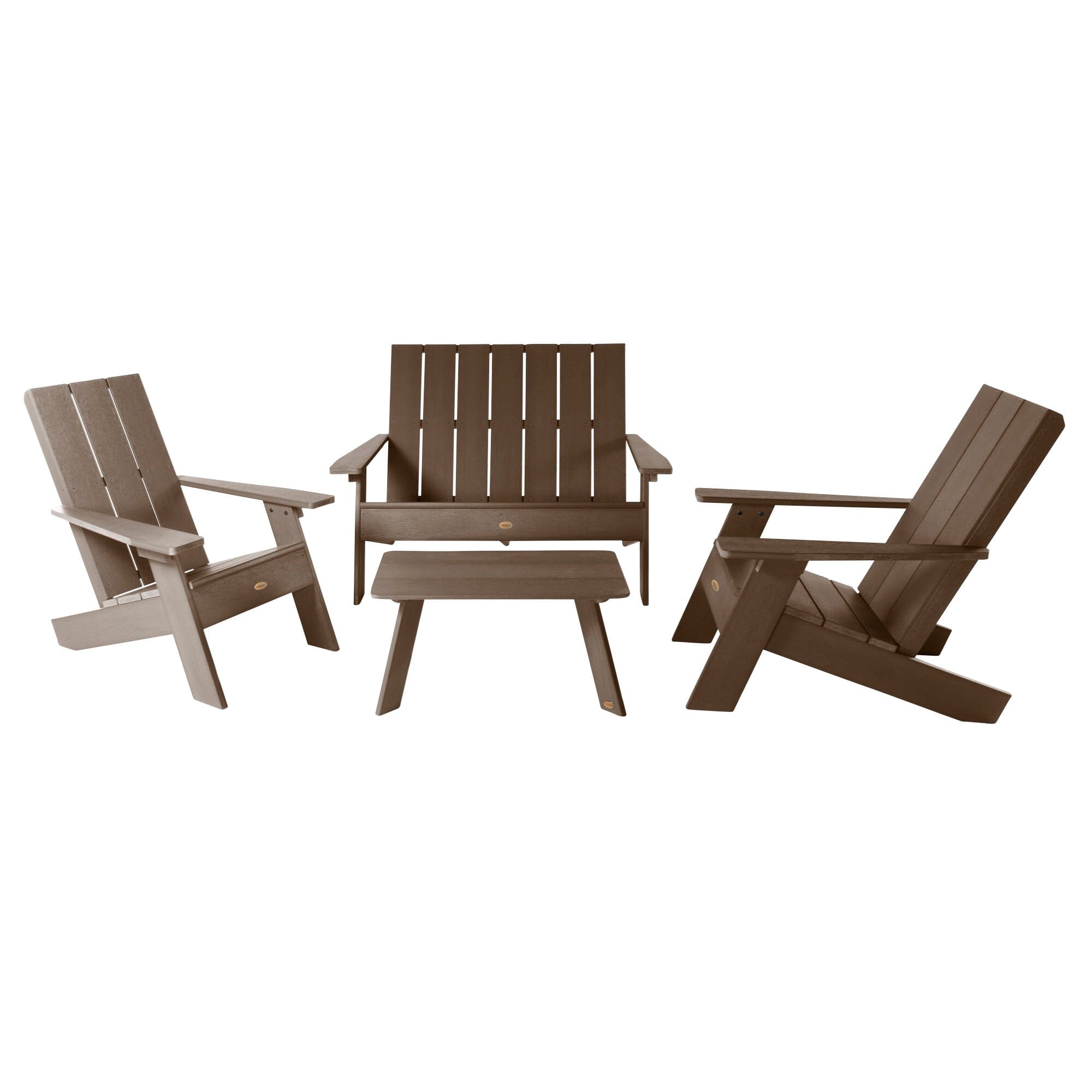 Italica Modern Adirondack Outdoor Conversation Set - Patio Furniture for Backyard, Garden, Poolside & Deck - 3-Piece Weather-Resistant Lounge Chairs with Side Table