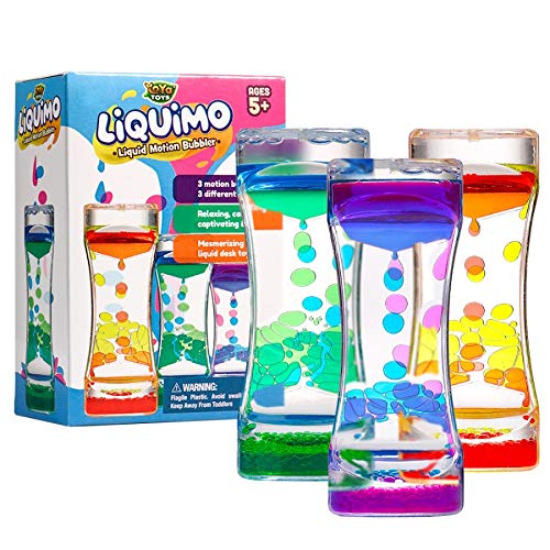 YoYa Toys Liquimo - 3 Pack Calming Liquid Motion Bubbler for Kids & Adults - Sensory Hourglass Timer Toy - Stress Relief & Autism Therapy Tool - Perfect for Classroom, Office, and Home Relaxation