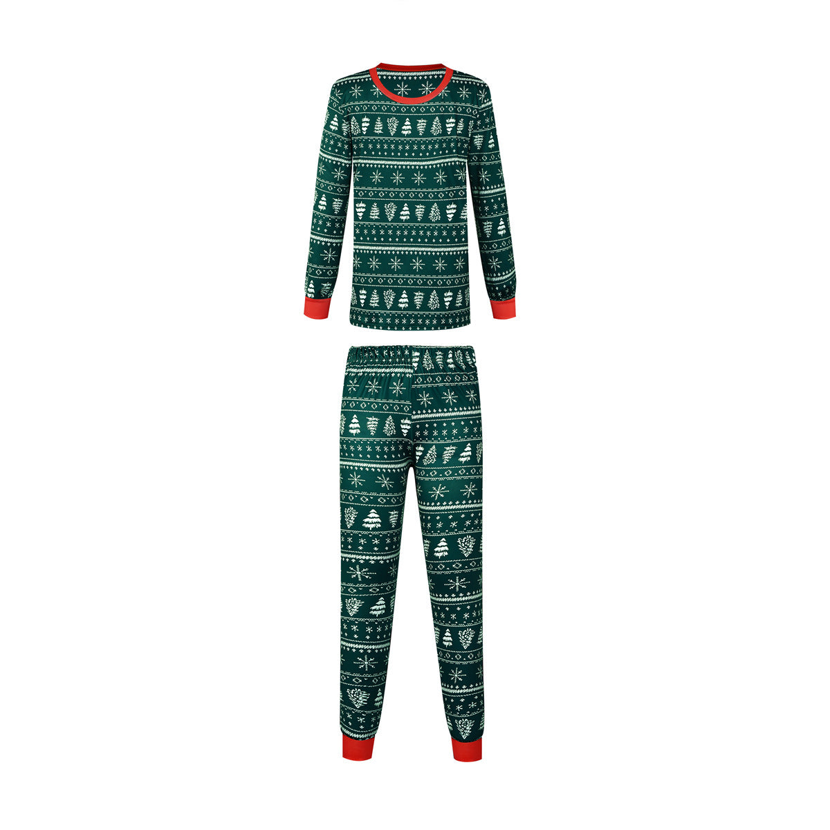 Festive Christmas Print Contrast Color Matching Family Pajama Set - Cozy Holiday Homewear for Parents and Kids - Perfect for Family Photos, Christmas Morning & Holiday Gatherings