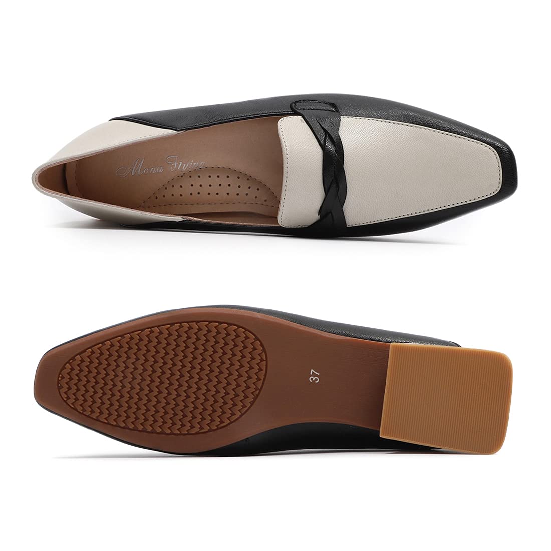 Women's Leather Penny Loafers - Square Toe Slip-On Flat Shoes for Office, Work & Casual Wear - Comfortable Dress Shoes for Ladies - Perfect for Business, Travel & Everyday Use