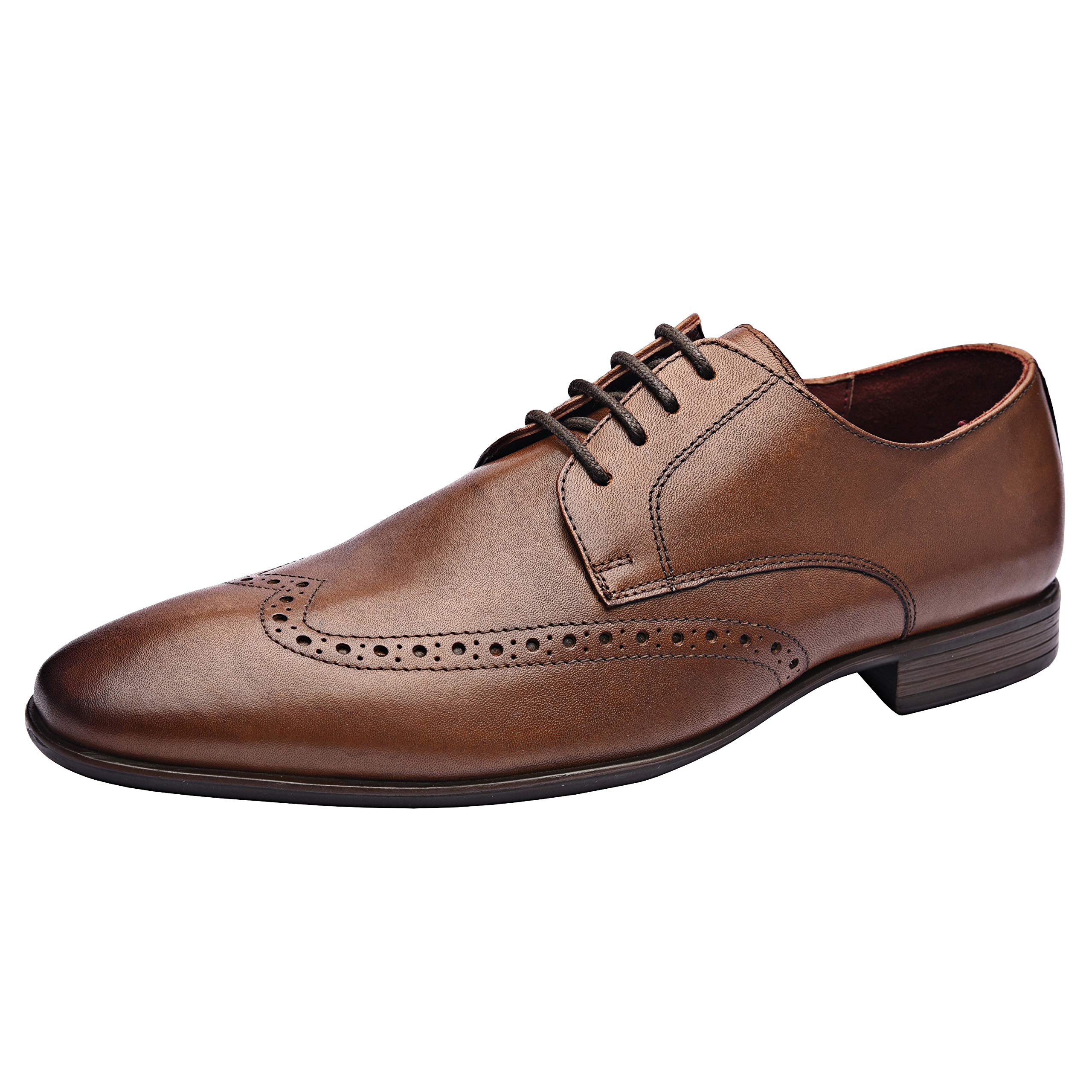 Andre Genuine Leather Men's Wingtip Oxford Dress Shoes - Lace Up Low Heel TPR Sole for Business & Formal Wear - Comfortable Office & Wedding Shoes