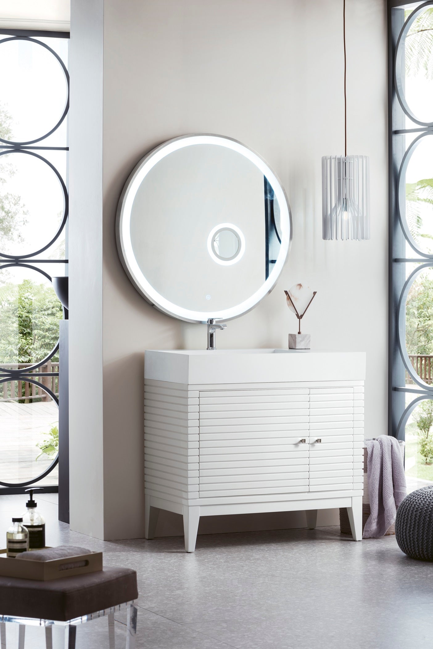 36-Inch Glossy White Single Bathroom Vanity with Composite Top - Perfect for Modern and Small Bathrooms