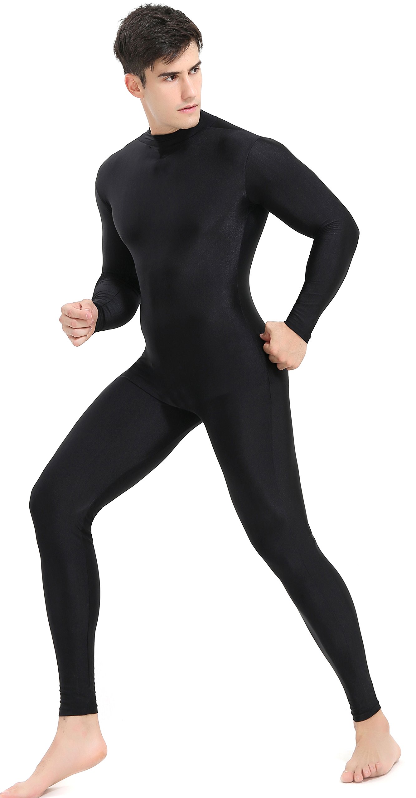 Speerise Men's Spandex Bodysuit - Long Sleeve Unitard with Zipper, Dance Leotard for Men - Perfect for Costumes, Performances, Yoga & Workouts