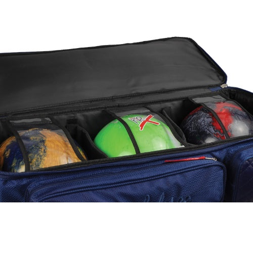 KR Strikeforce Diamond Navy Triple Roller Premium Bowling Bag - Durable 3-Ball Rolling Bowling Bag for Men & Women - Perfect for League Play, Tournaments & Practice Sessions