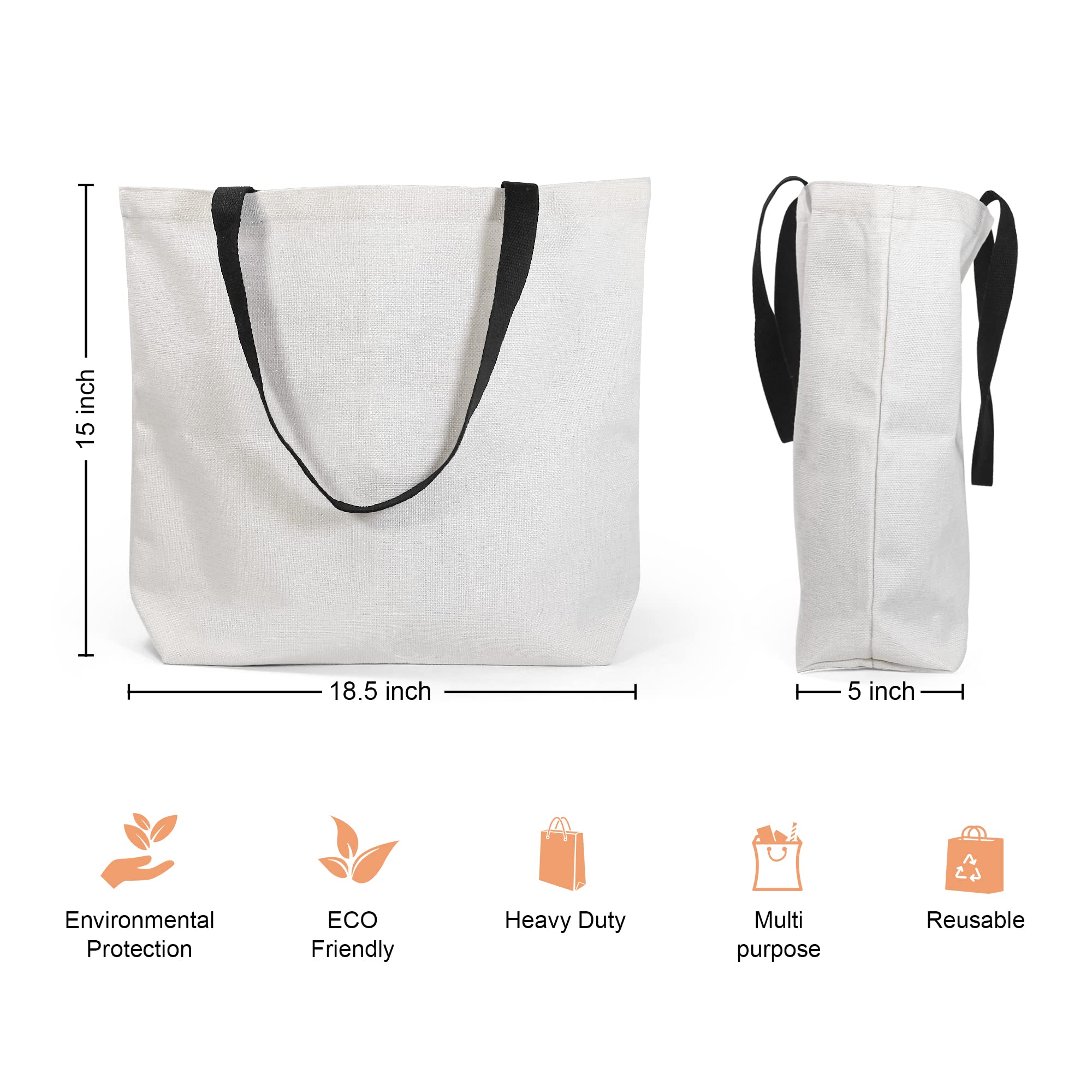 Premium AGH Sublimation Tote Bags Bulk - 100% Polyester DIY Blank Tote Bags for Heat Transfer Printing - Large Capacity Reusable Grocery Shopping Bags - Perfect for Crafts, Farmers Market & Eco-Friendly Shopping