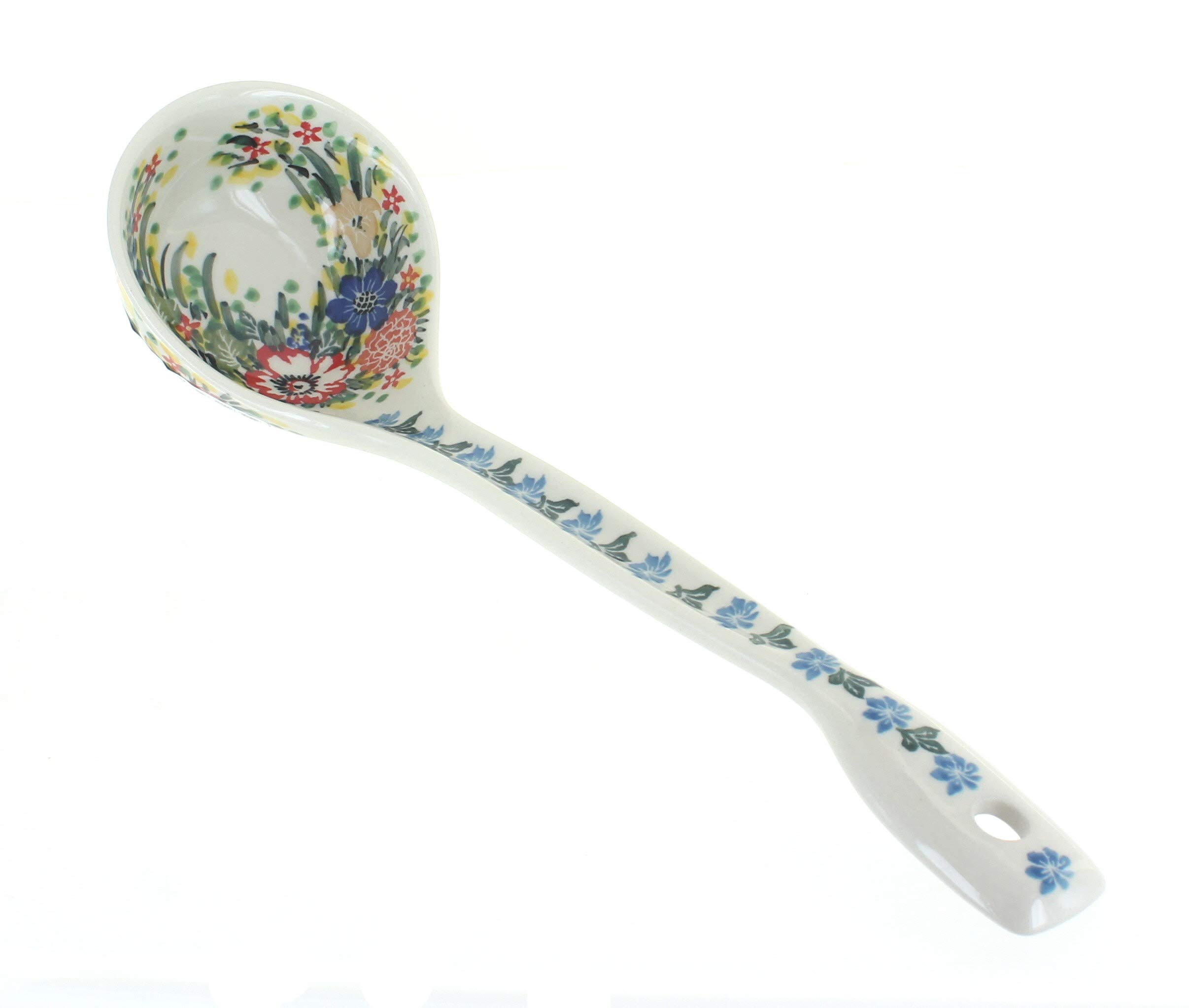 Handcrafted Blue Rose Polish Pottery Hummingbird Ladle - Authentic Ceramic Soup Spoon for Kitchen, Dining & Gift Giving - Perfect for Serving Soups, Stews & Decorative Display