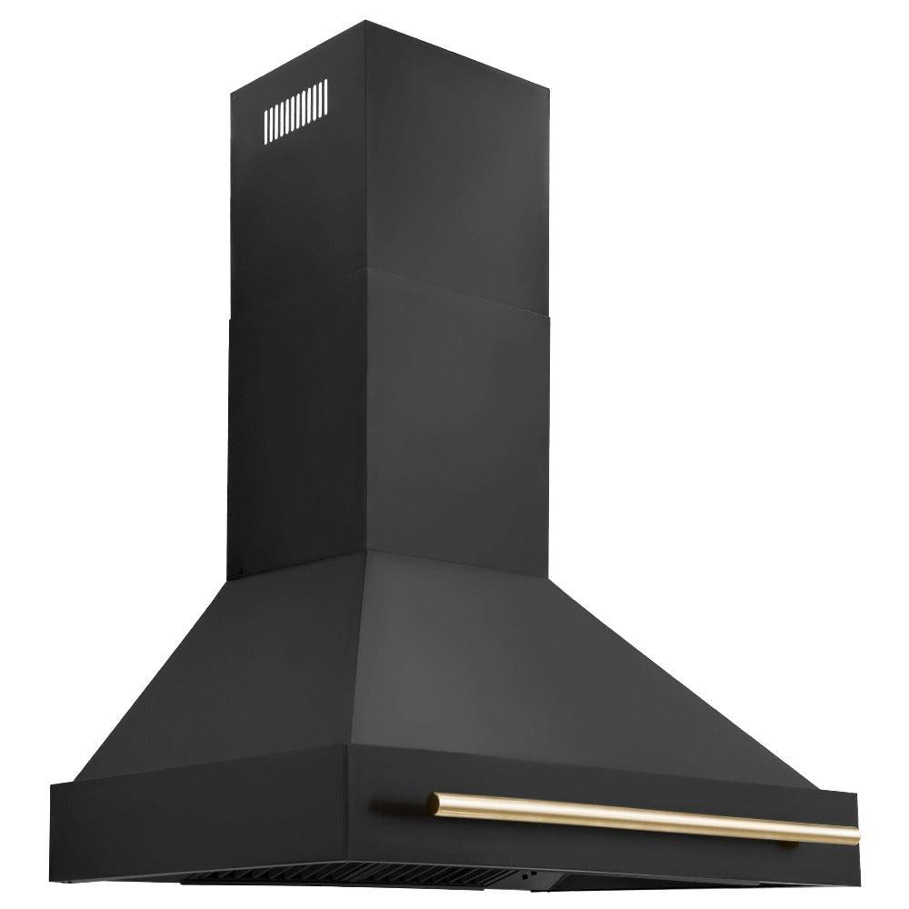 ZLINE Autograph Edition 36 Inch Black Stainless Steel Range Hood with Handle (BS655Z 36) - Professional Kitchen Ventilation for Modern Homes & Restaurants