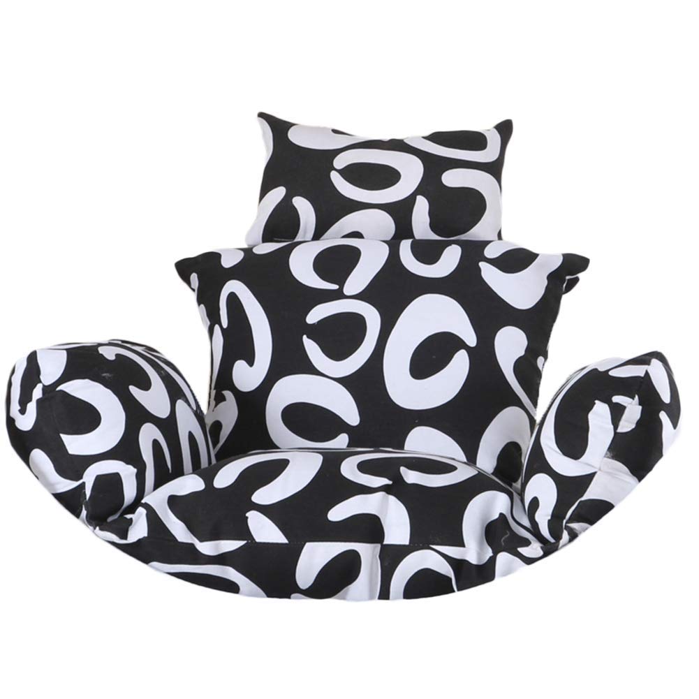 FCXBQ Thick Hanging Egg Hammock Chair Cushion with Removable Pillow - Outdoor Swing Seat Cushioning for Garden, Patio, and Backyard Relaxation - Black