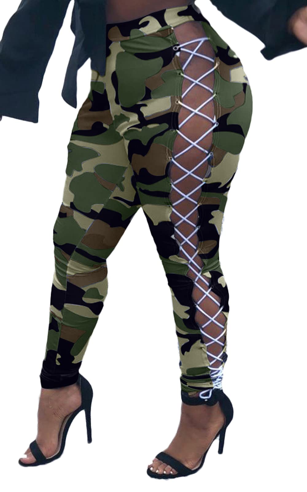Vakkest Women's Camo Cargo Capri Leggings - High Waisted Bandage Workout Pants for Yoga, Running & Outdoor Activities | Sexy Sports Pants