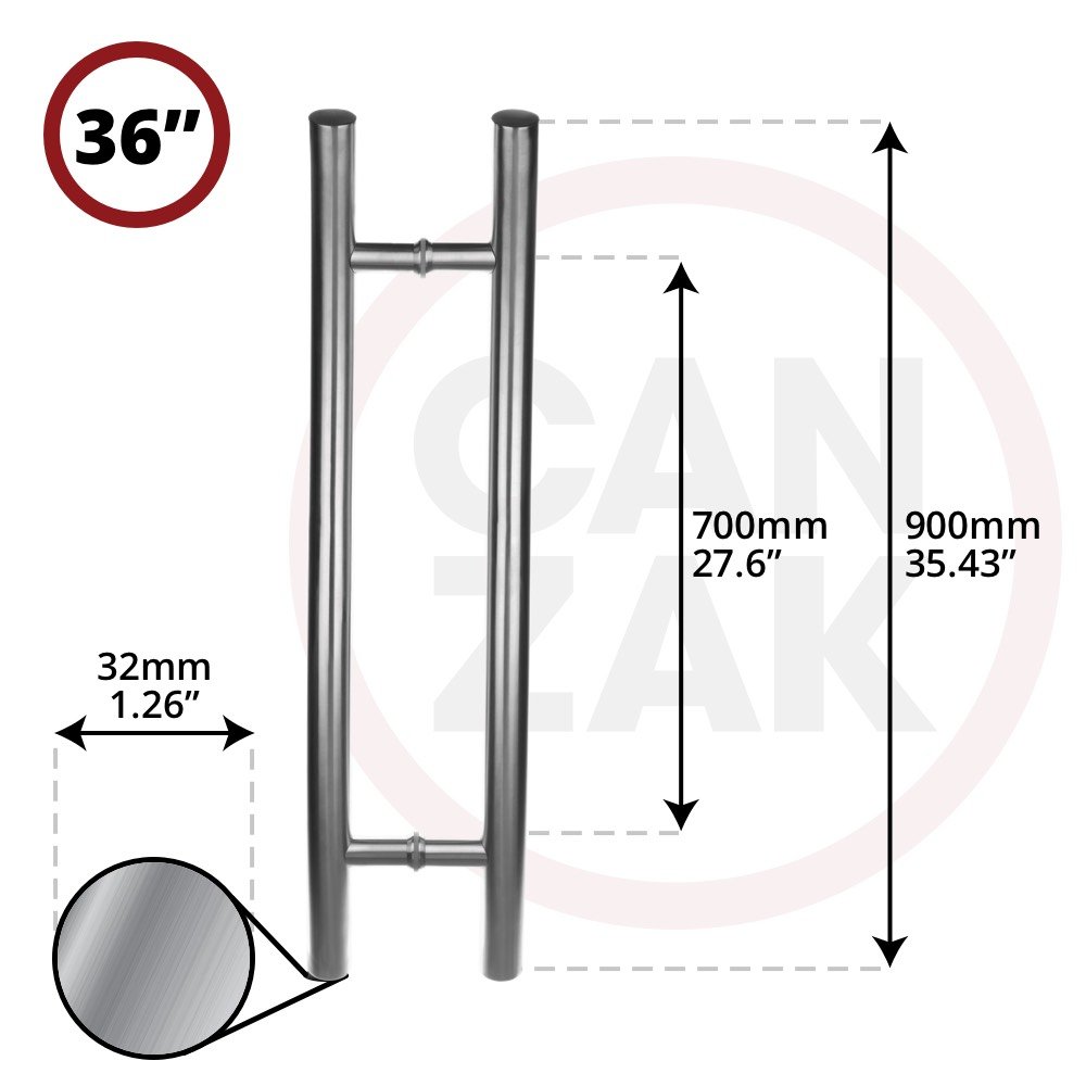 Brushed Stainless Steel Wave Push Pull Door Handles - 36 Inch Modern Contemporary Design for Interior & Exterior Doors - Perfect for Homes, Offices, and Commercial Spaces