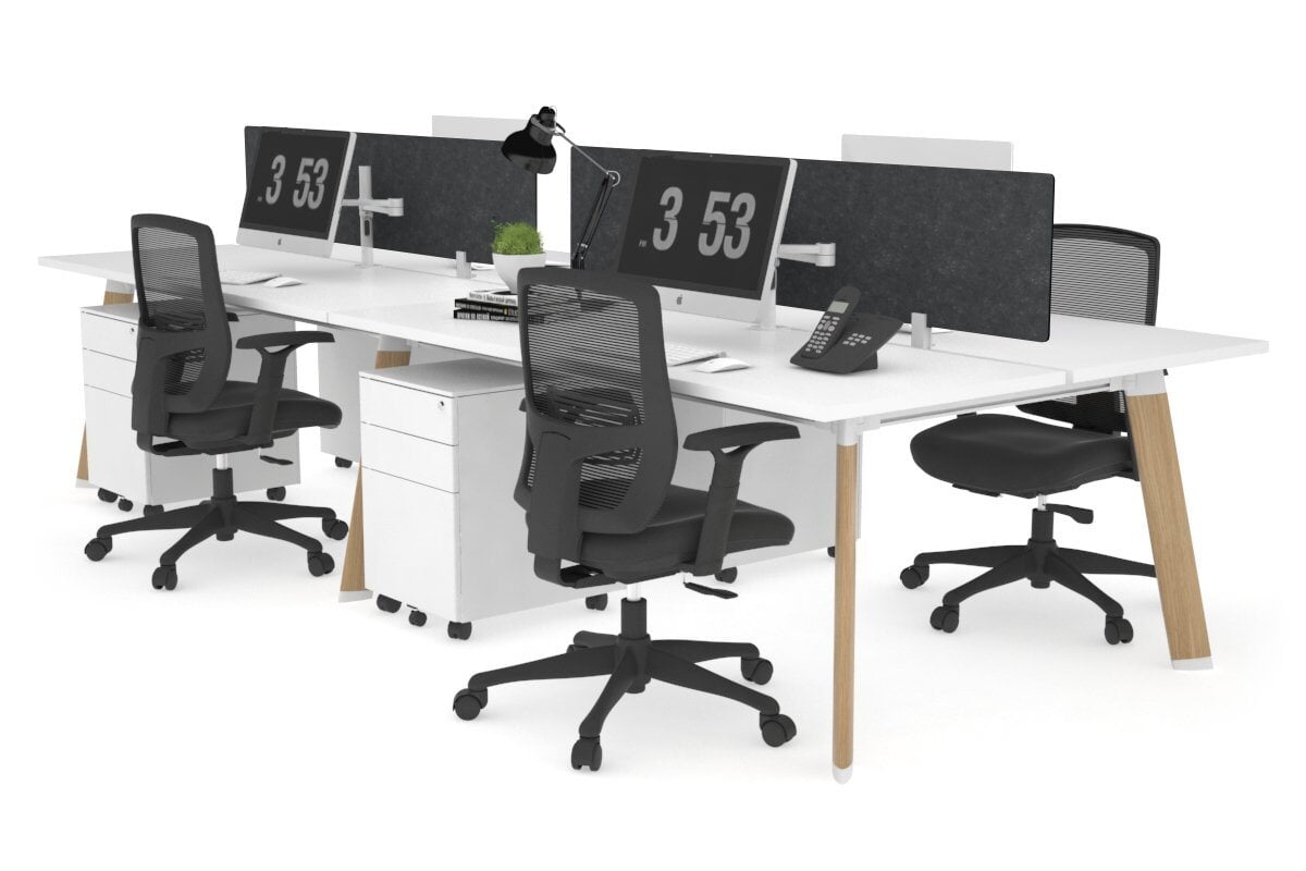 4-Person Wooden Workstation with Imprint Frame - 1400L x 700W Dimensions - Ideal for Office, Home Office & Collaborative Workspaces