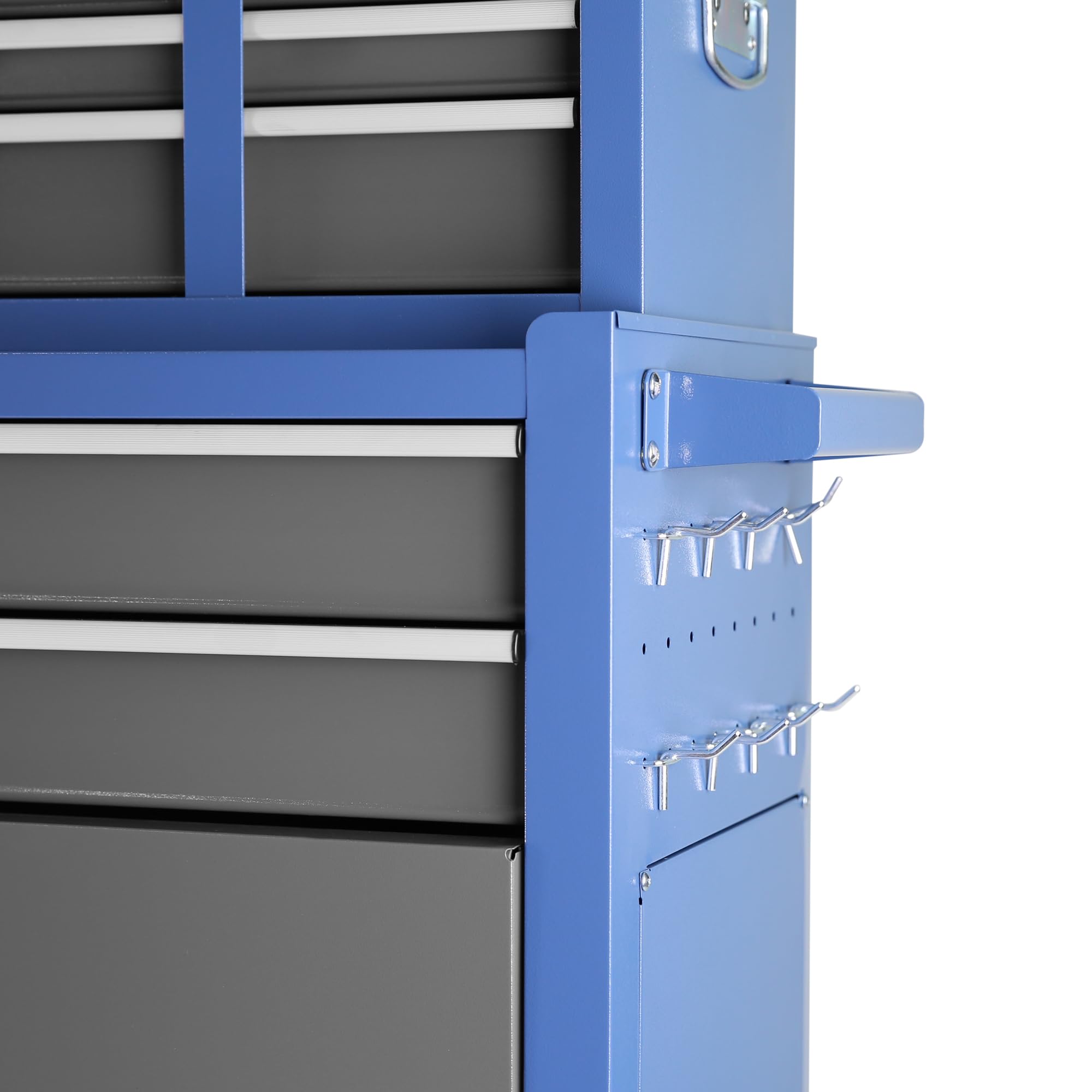 8-Drawer Rolling Tool Chest with Detachable Organizer & Lockable Wheels - Mobile Tool Storage Box for Workshop, Garage, Mechanics - Heavy Duty & Secure (Blue & Grey) - Perfect for Automotive Repair, DIY Projects & Home Organization