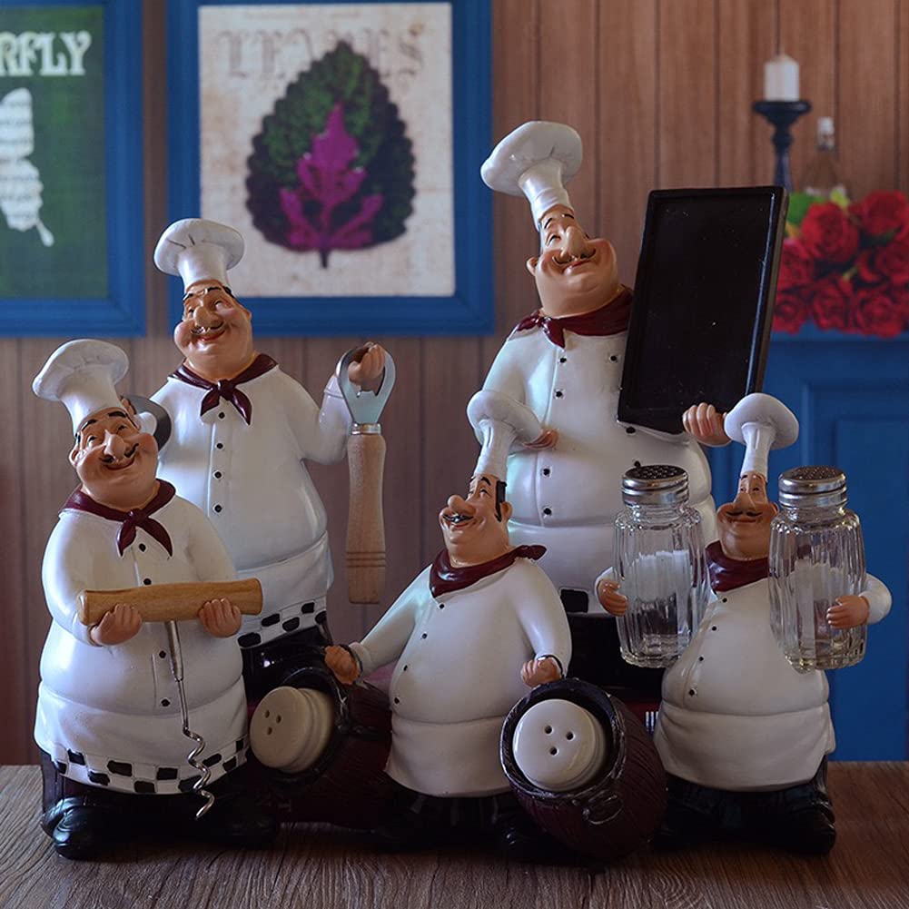 DeRu Resin Chef Sculpture - Handcrafted Kitchen Decor Figurine for Restaurant, Home, Cafe & Bar Display | Perfect for Countertop, Shelf & Tabletop Decoration (Style C)