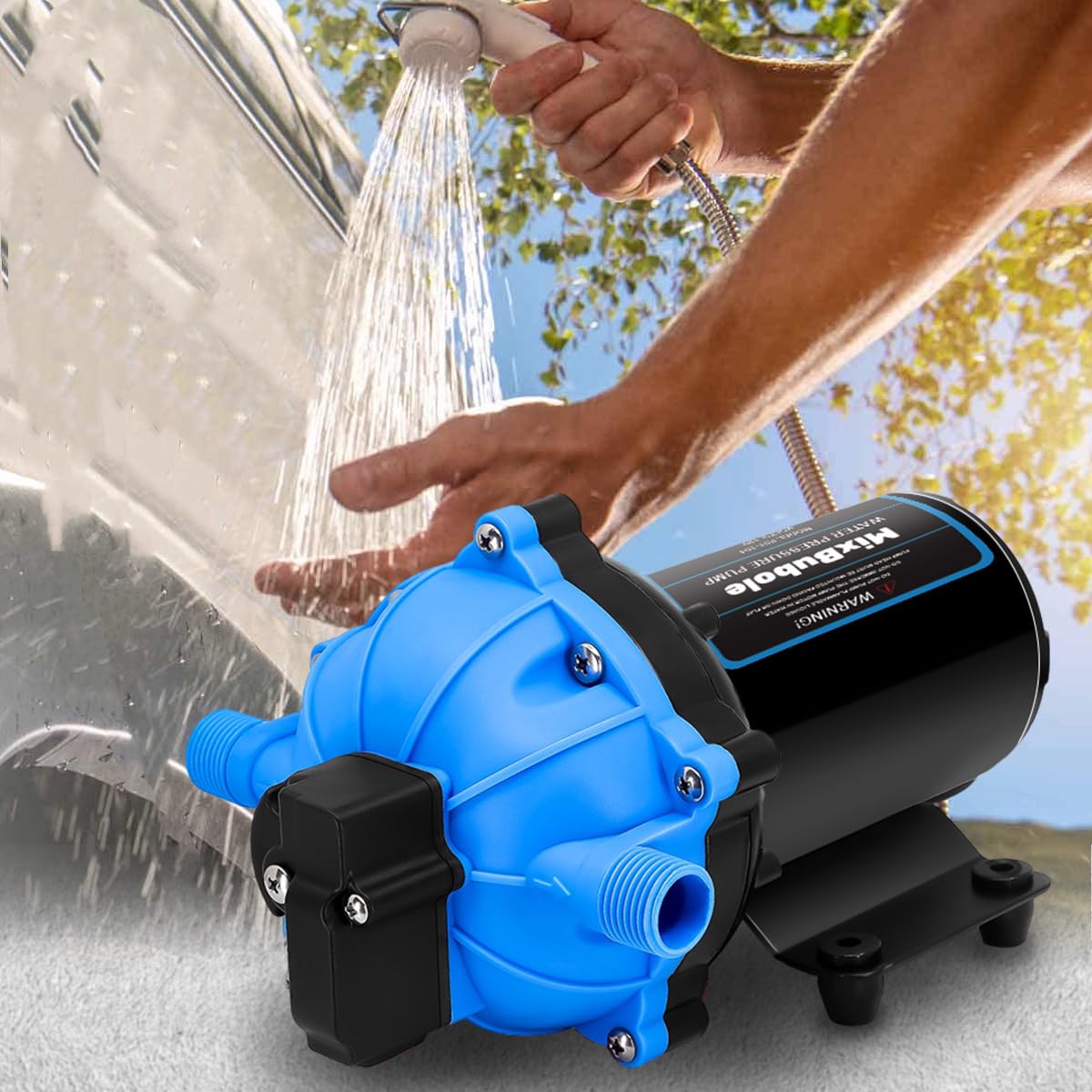 Upgraded 12V RV Water Pump 7GPM 70PSI - Heavy Duty Self-Priming Diaphragm Fresh Water Pump with Pressure Switch & Strainer - for RV, Marine, Yacht, Caravan, Camper - Perfect for Off-Grid Living, Boondocking & Outdoor Adventures