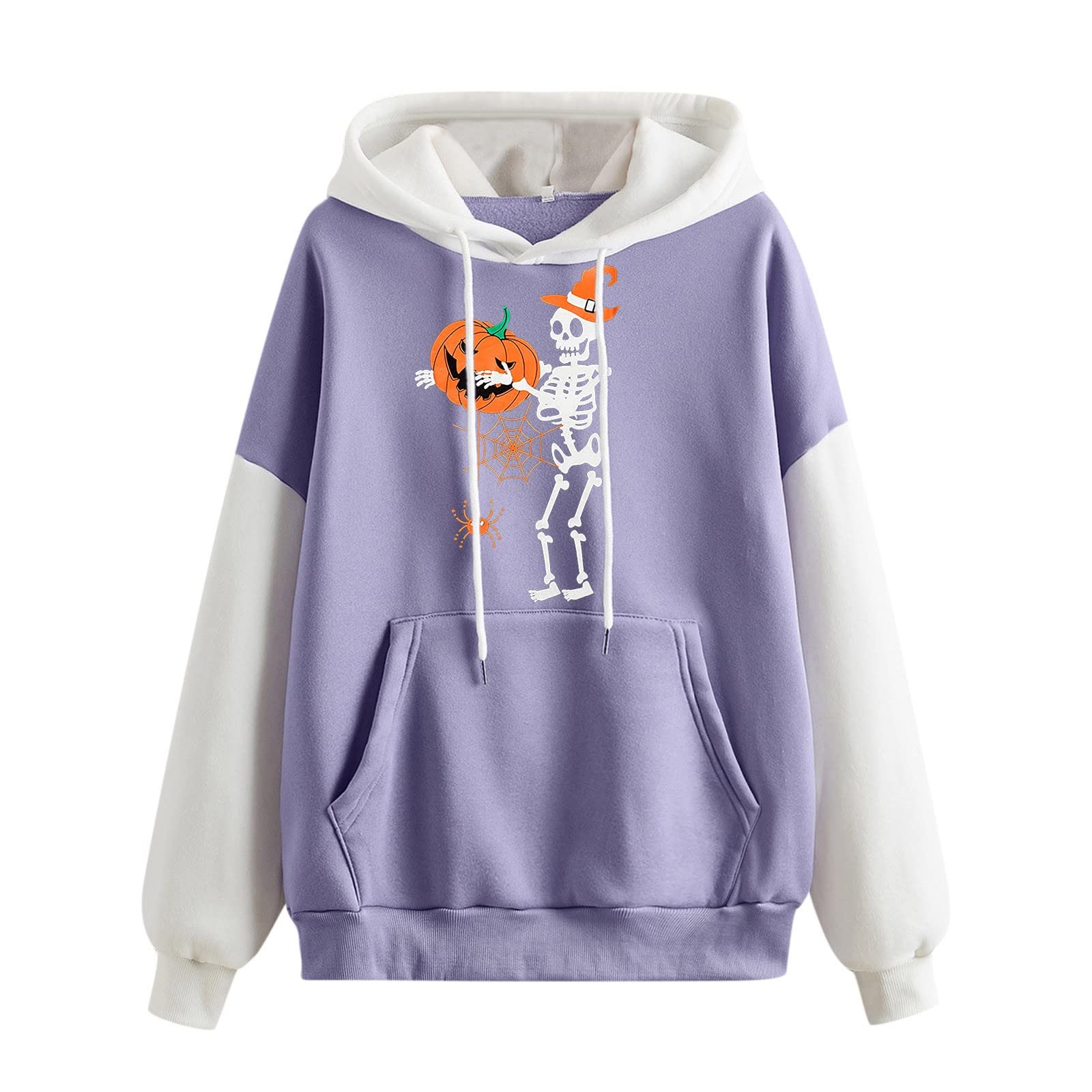 Women's Halloween Skeleton Printed Hoodie - Long Sleeve Casual Pullover Sweatshirt with Drawstring | Perfect for Halloween Costumes, Fall Fashion & Cozy Outfits