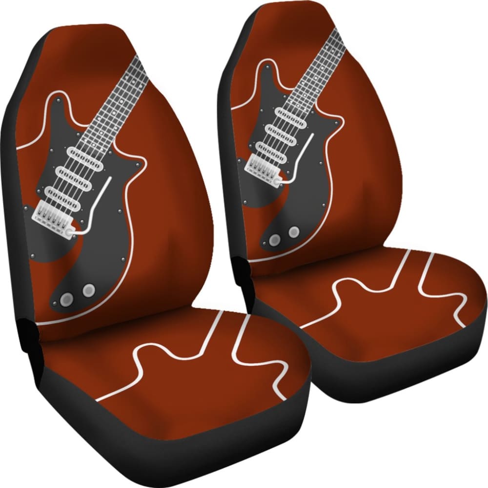 Premium Red Themed Electric Guitar Car Seat Covers - Universal Fit for Cars, SUVs & Trucks - Perfect for Musicians & Music Lovers on the Go