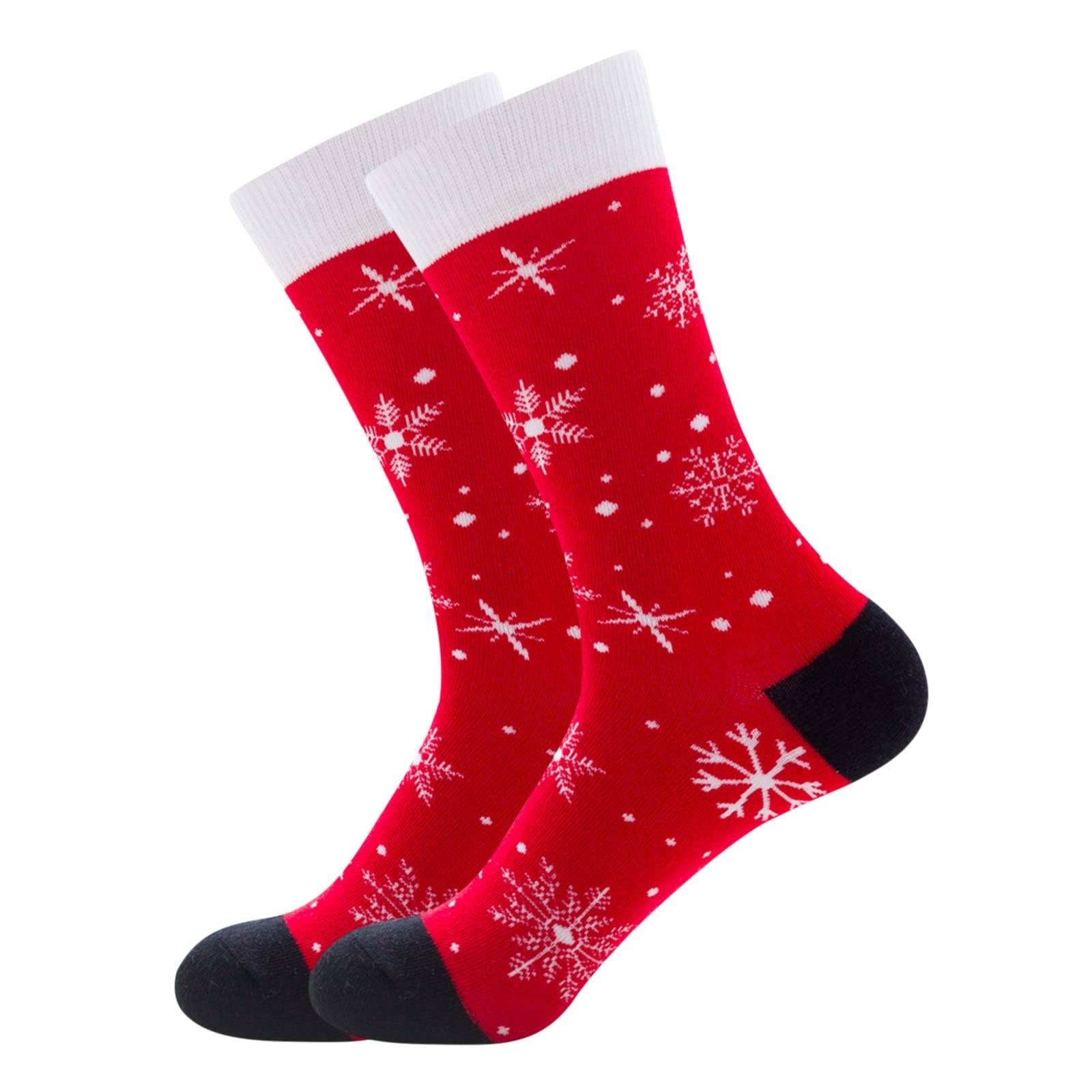 Breathable Cotton Sports Socks for Men - Warm Winter & Autumn Athletic Socks with Santa Snowflake Design - Perfect for Running, Hiking, and Cold Weather Activities