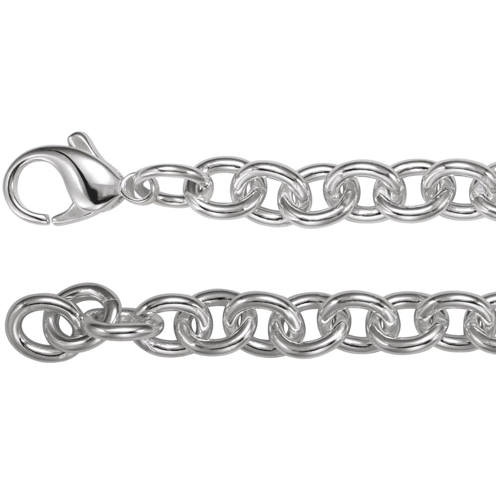 925 Sterling Silver Cable Link Bracelet for Women, Adjustable 7.5