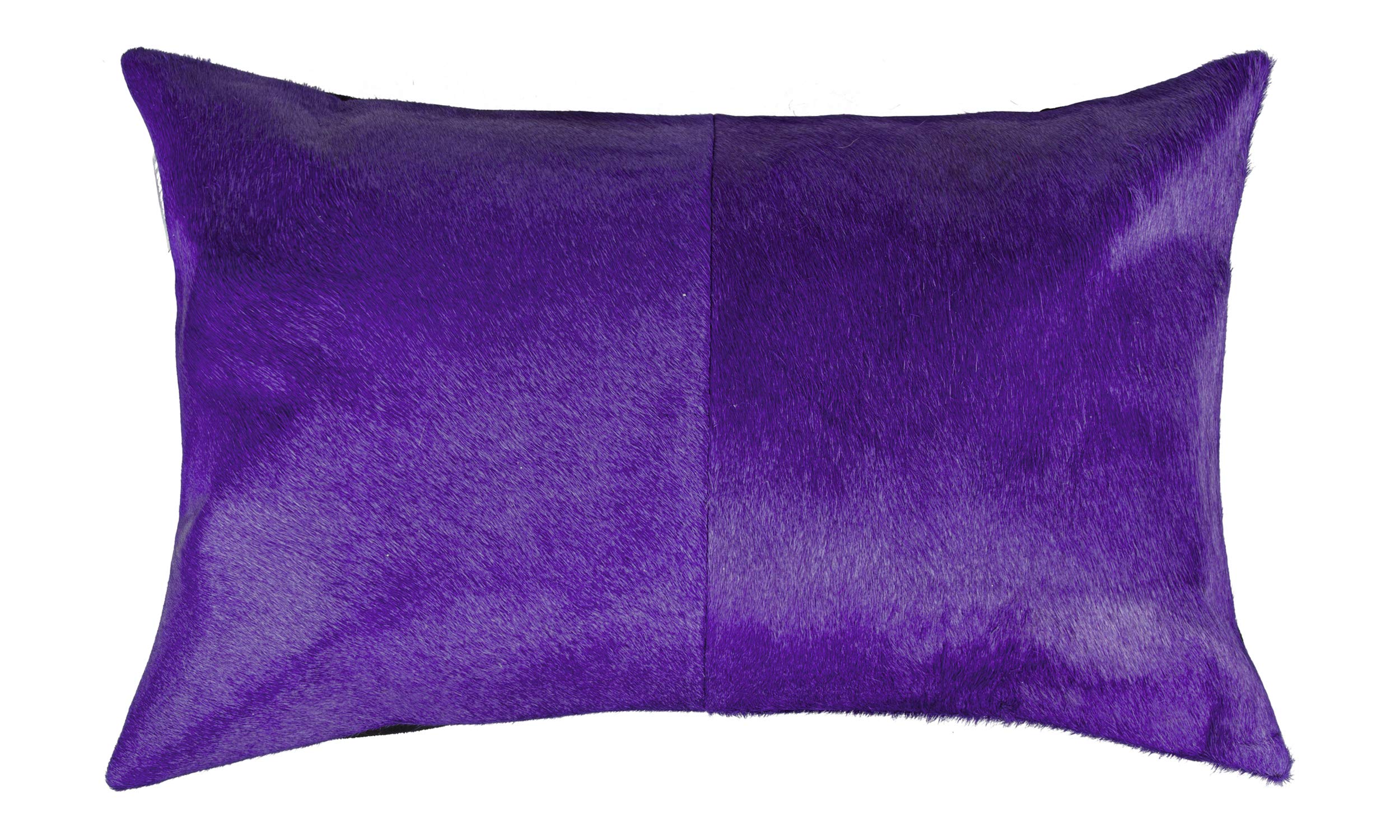 Premium 100% Natural Cowhide Throw Pillows with Polyester Insert - Handcrafted Purple Accent Pillow 12x20 inches for Sofa, Bedroom & Living Room Decor