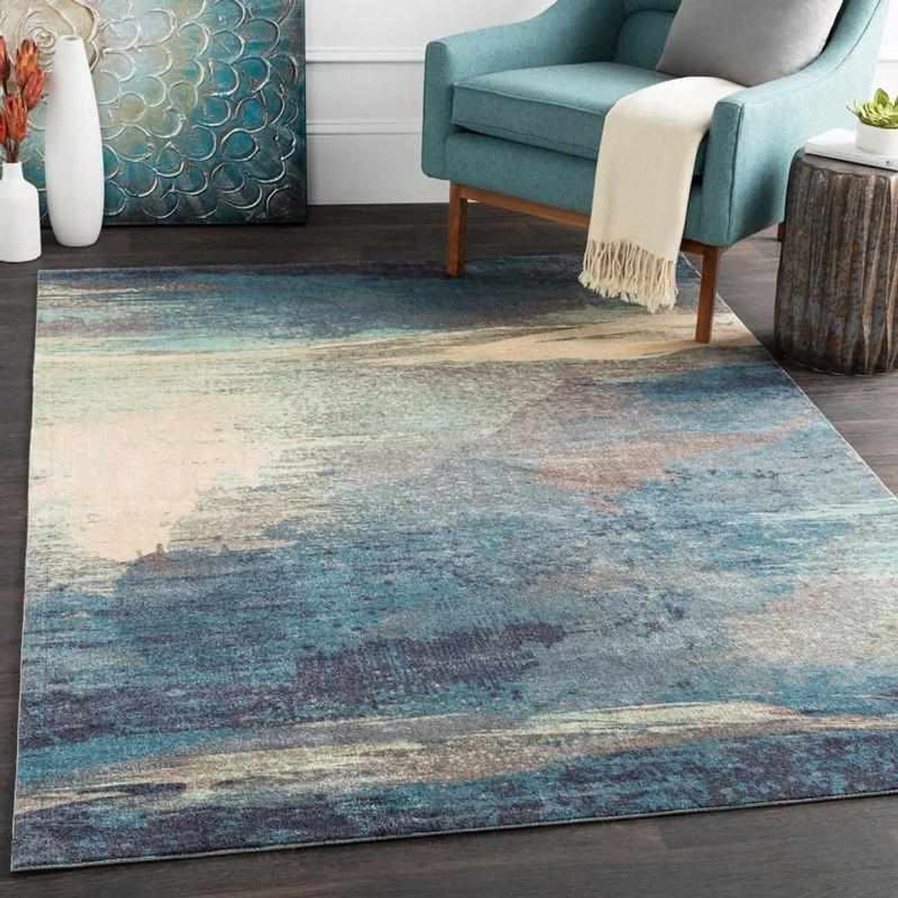 Mark&Day 5x7 Ellie Modern Sky Blue Area Rug - Soft Non-Slip Living Room Carpet, Bedroom Rug, Kitchen Mat (5' x 7'6