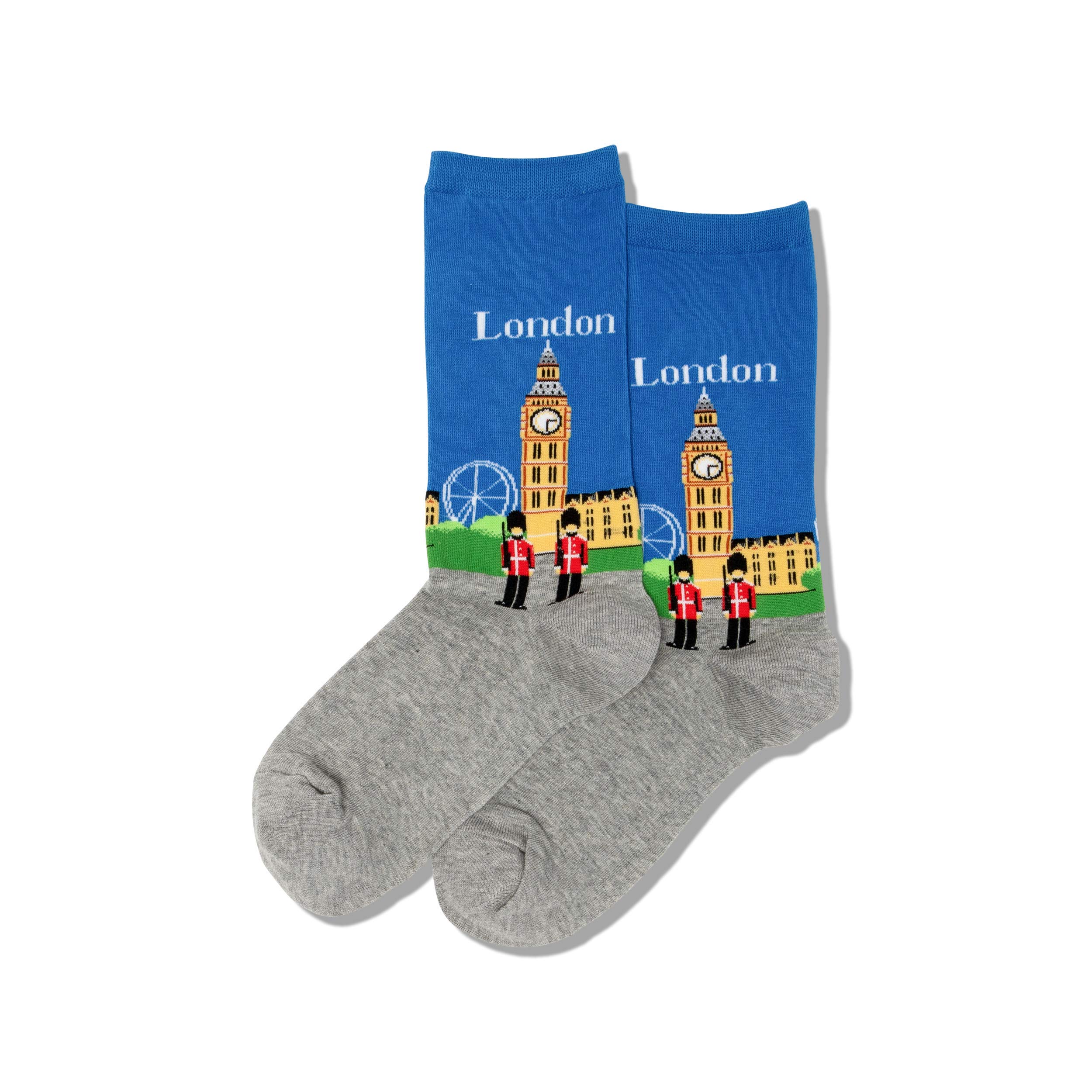 Hot Sox Women's Fun Travel & Cities Crew Socks - 1 Pair Pack - Cool & Artistic Novelty Fashion Gifts for London (Royal) - Shoe Size 4-10 - Perfect for Travel, Gifts & Everyday Wear