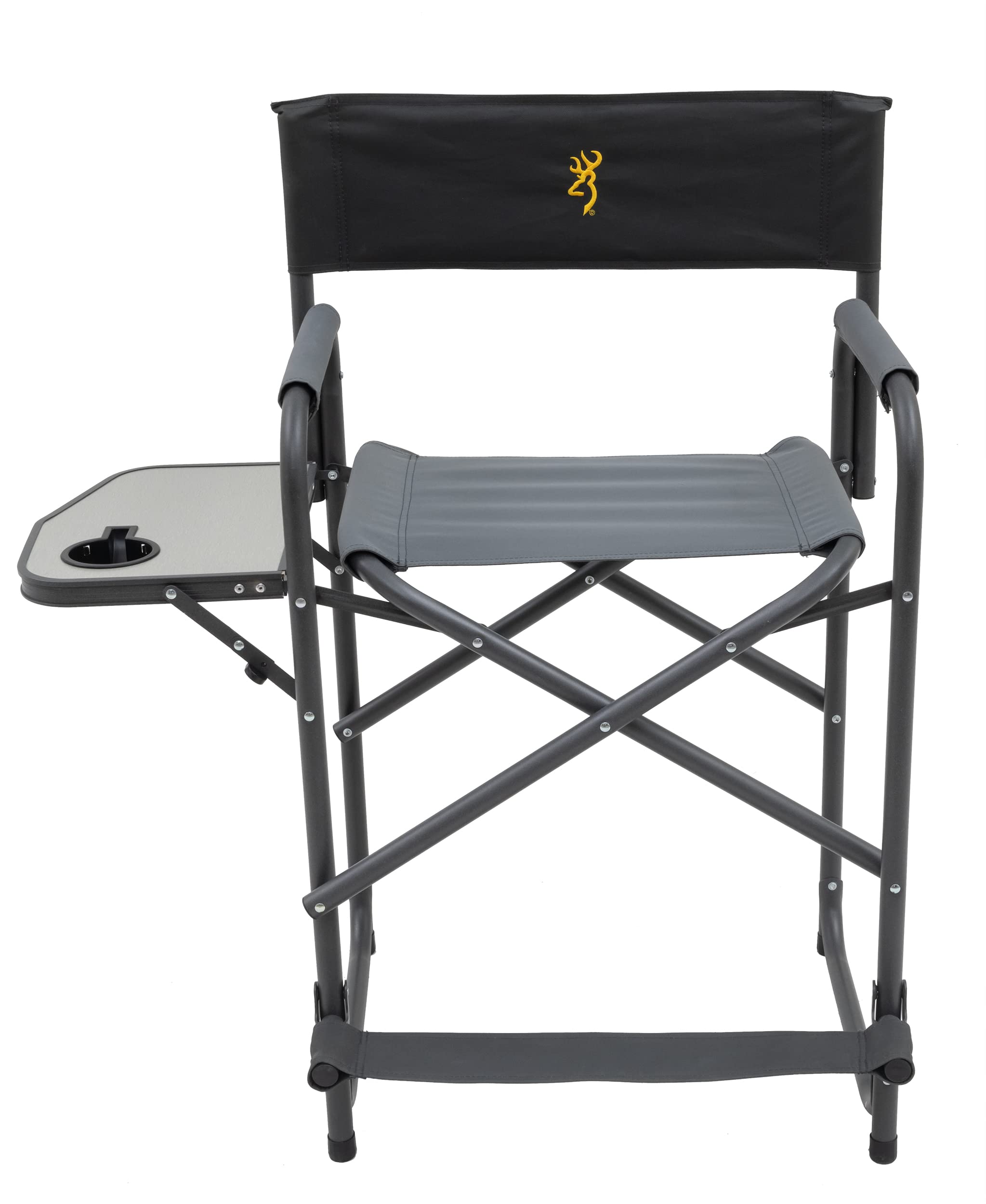 Browning Directors Chair - Heavy Duty Outdoor Folding Chair with Durable Fabric & Sturdy Aluminum/Steel Frame, Tall Seat & Flip-Down Footrest - Perfect for Camping, Beach, Backyard & Outdoor Events