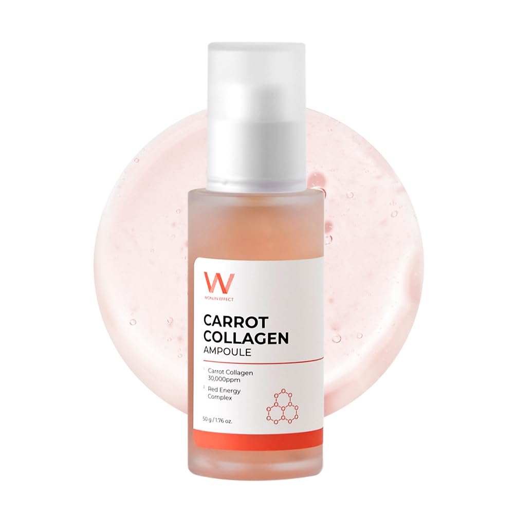 CARROT COLLAGEN AMPOULE 1.76 fl Oz - Anti-Aging Collagen Serum with Adenosine & Niacinamide | Hydrating Face Treatment for Sagging Skin & Glowing Complexion | Korean Beauty (K-Beauty) Skincare for Daily Use & Night Routine
