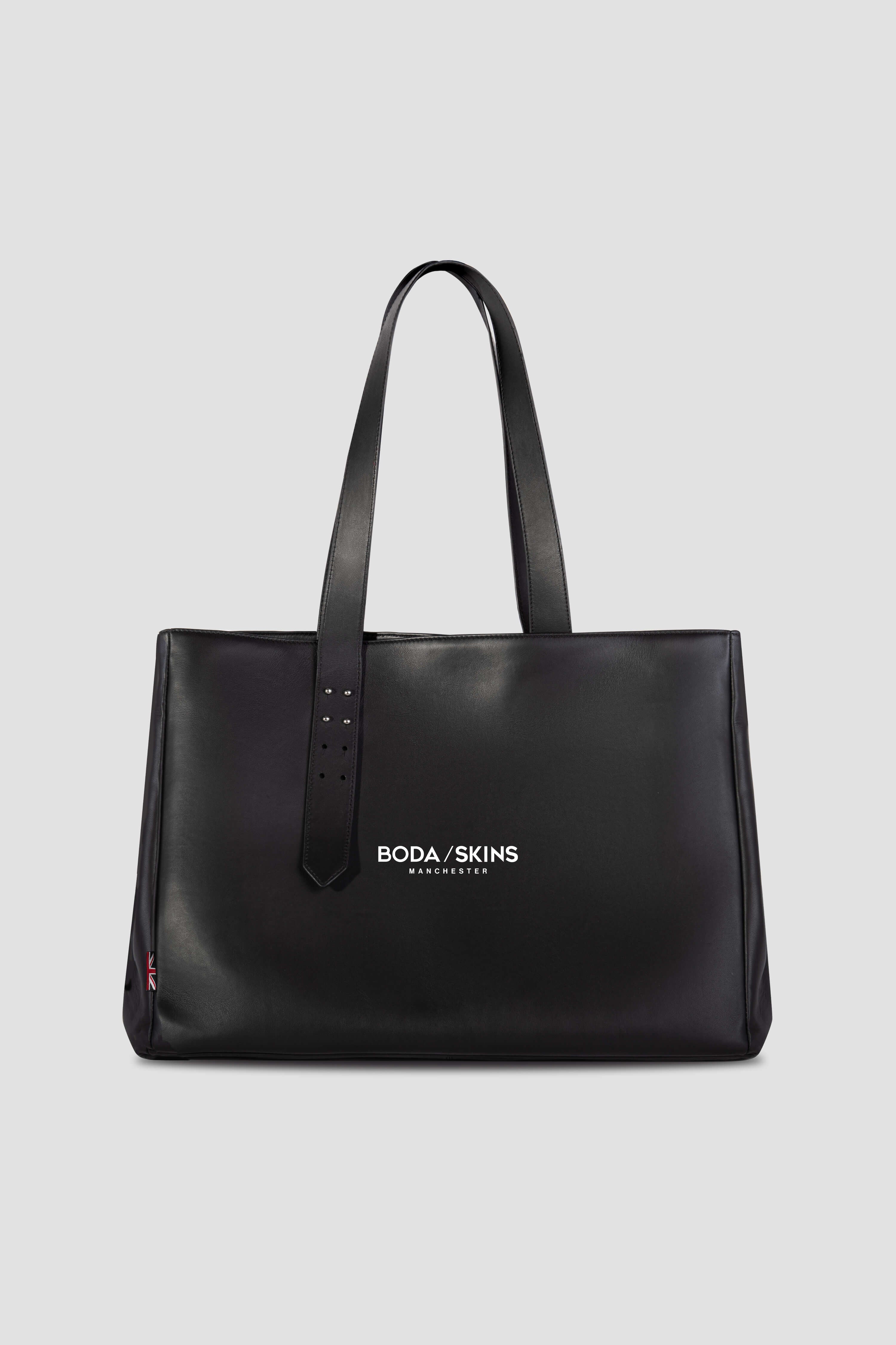 Premium Genuine Leather Tote Bag with BODA/SKINS Logo - Stylish & Durable Women's Handbag for Work, Travel & Everyday Use