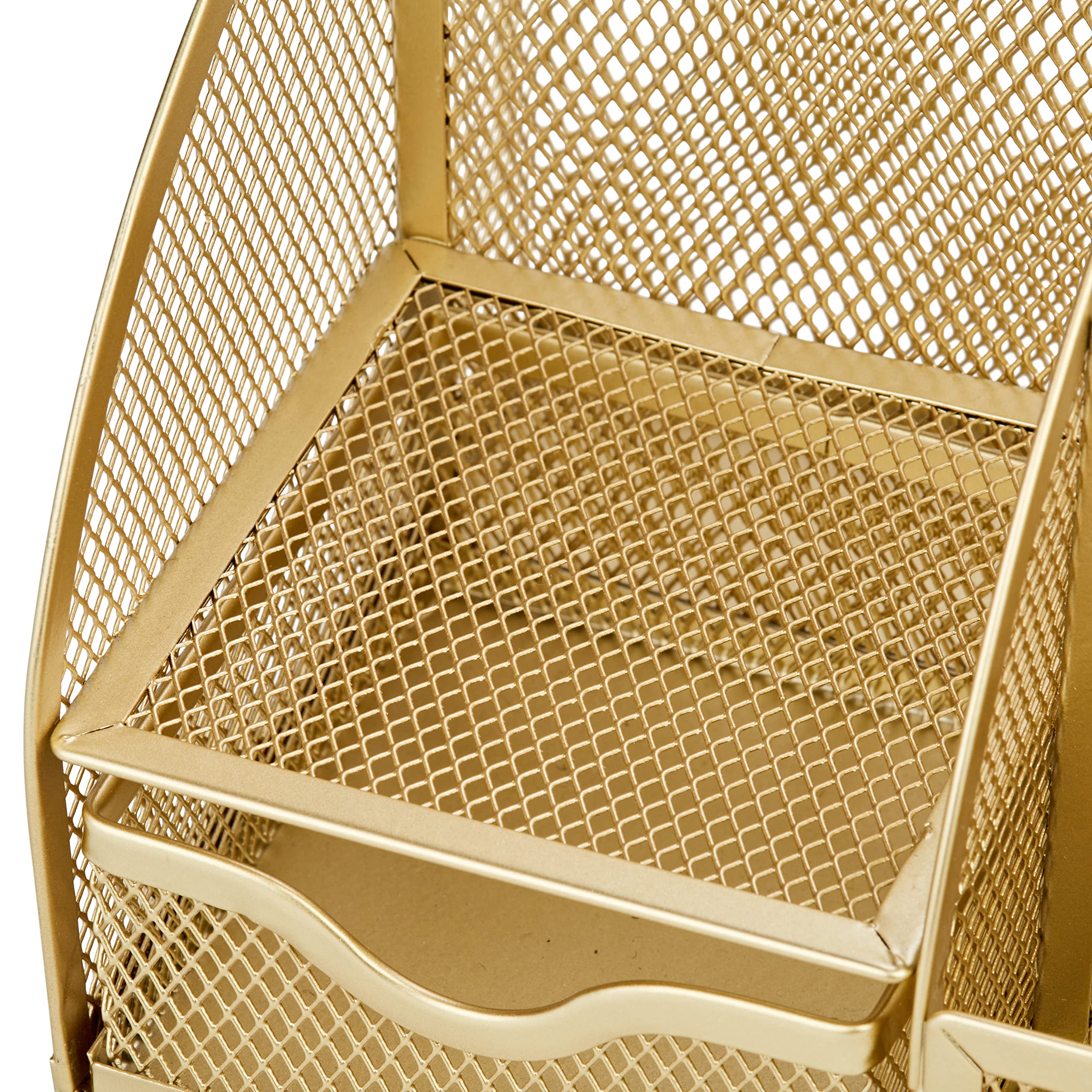 Anova Mesh Desk Organizer with 7 Compartments & Drawer - Office Desk Tidy for Pens, Candy, Supplies - Multifunctional Gold Organizer for Home, Office, School & Workspace Organization