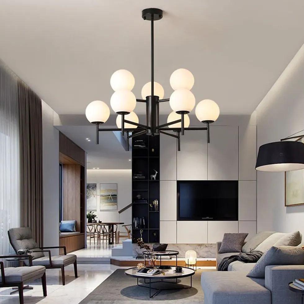 Modern Spherical Glass Multi-Light Chandelier - Elegant Lighting for Living Room, Dining Room, and Bedroom Decor
