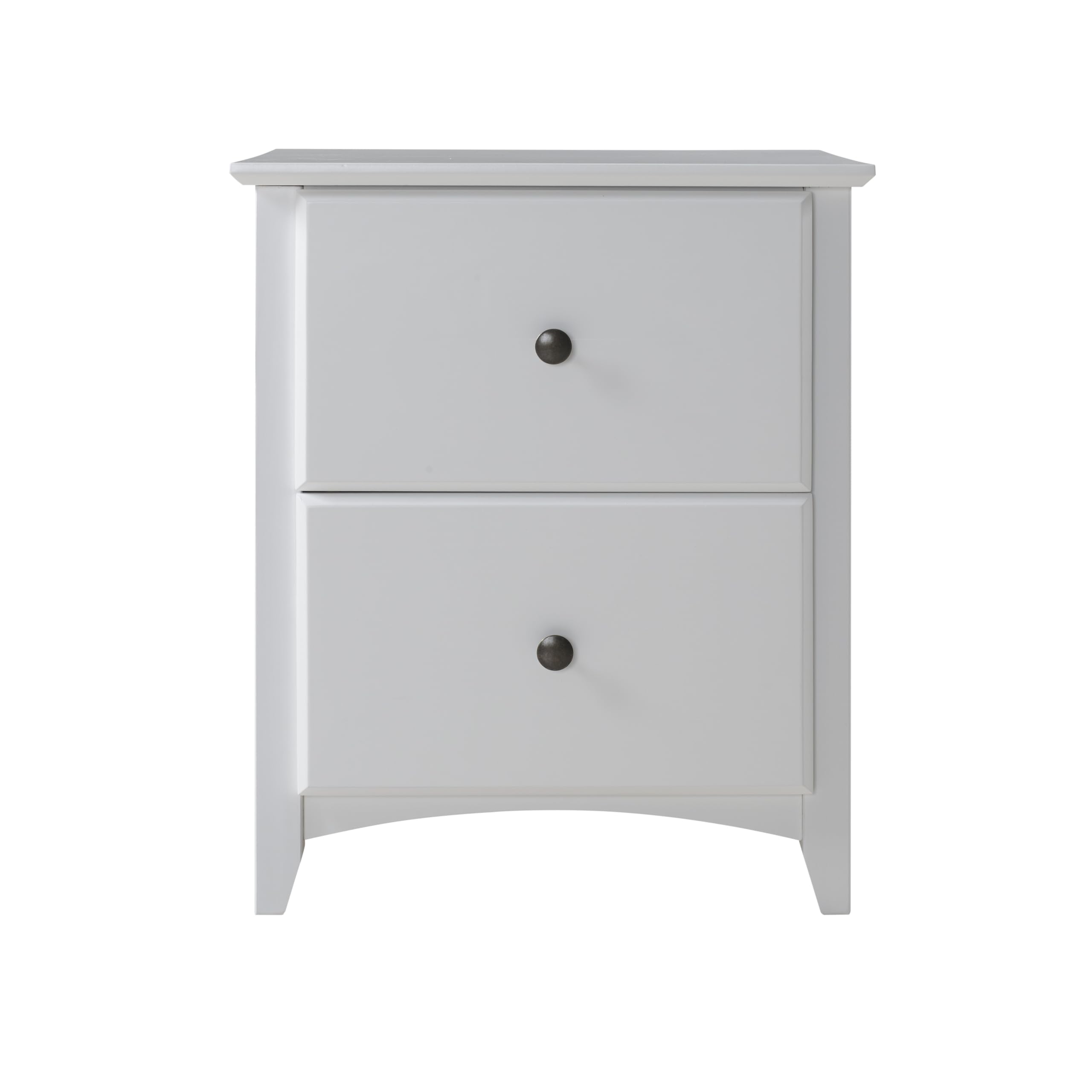 Camaflexi Shaker Style 2 Drawer Nightstand - White Wooden Bedside Table for Bedroom, Living Room & Office Storage
