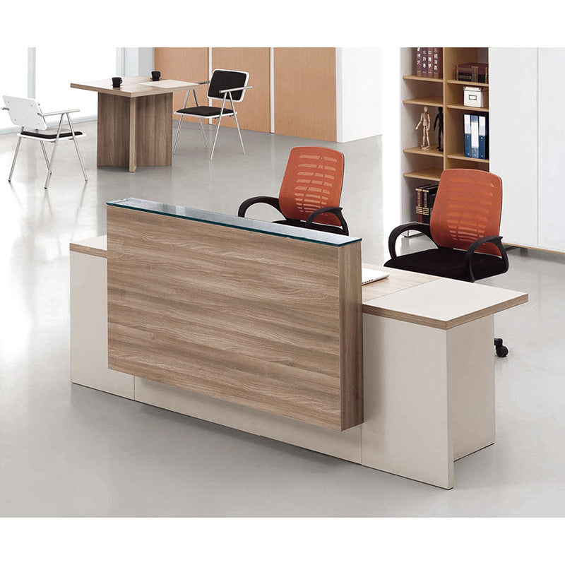 CONELLI 2.4M Light Walnut Reception Desk - Modern Office Furniture for Hotel Lobby, Corporate Waiting Area & Business Center